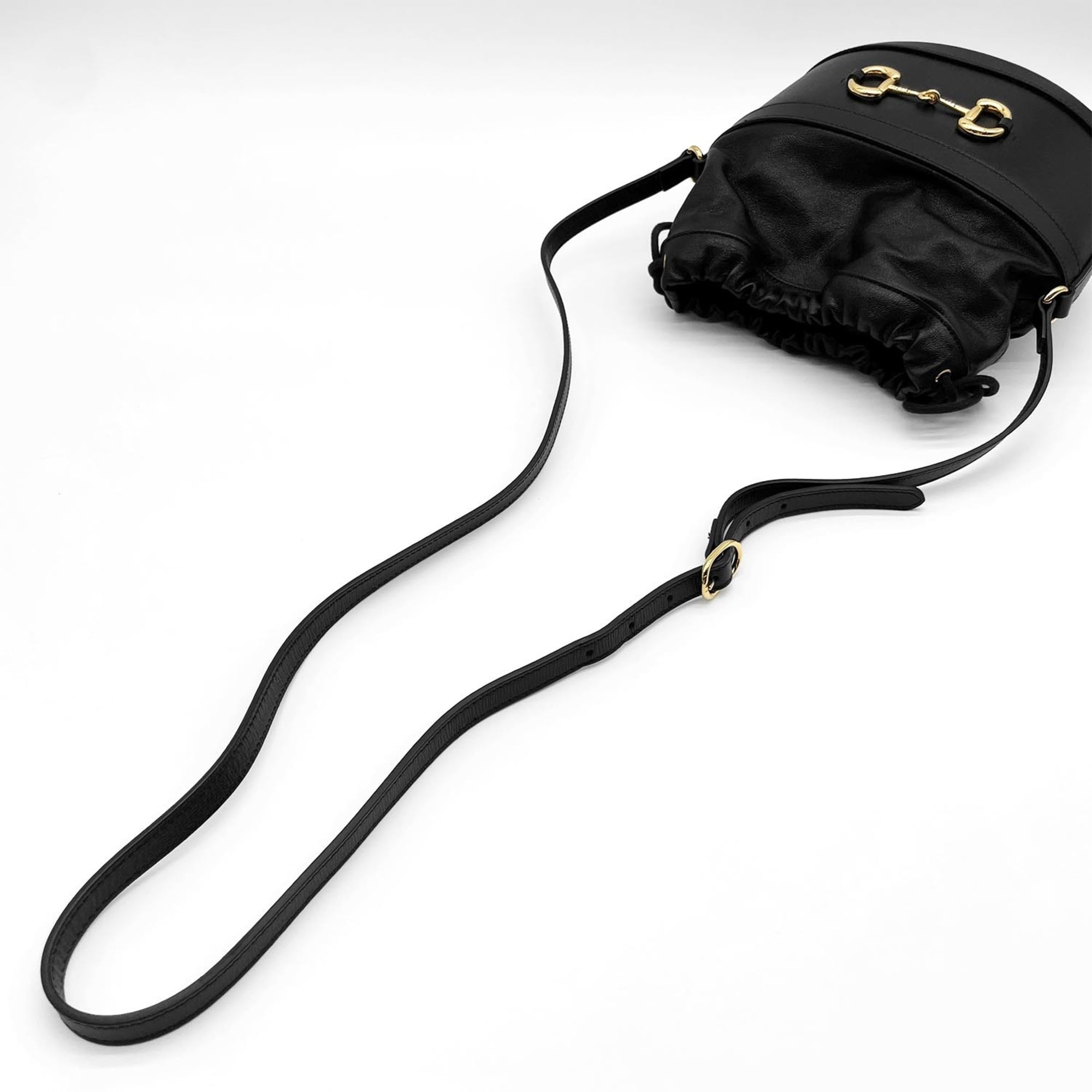 Gucci Horsebit Black Leather Shoulder Bag (Pre-Owned)