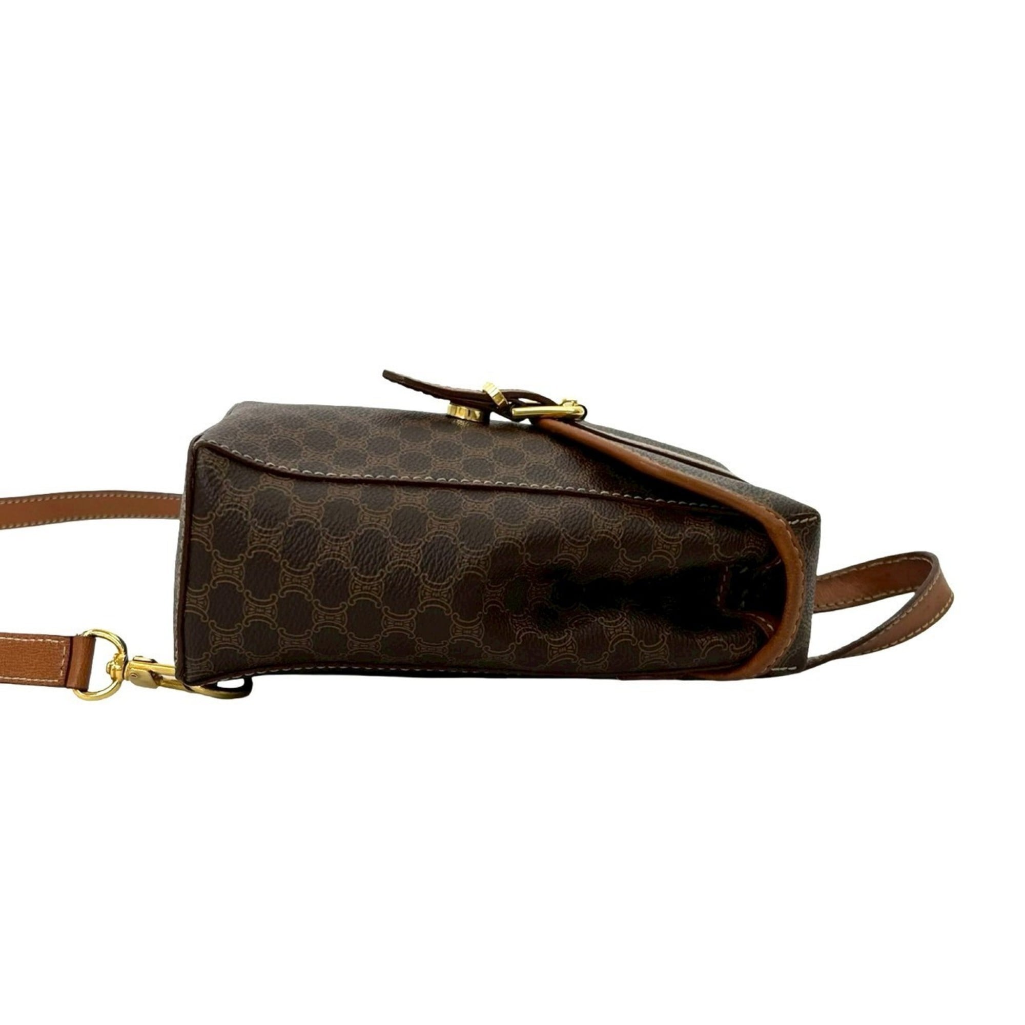 Celine Brown Leather Pvc Handbag Sling Bag (Pre-Owned)