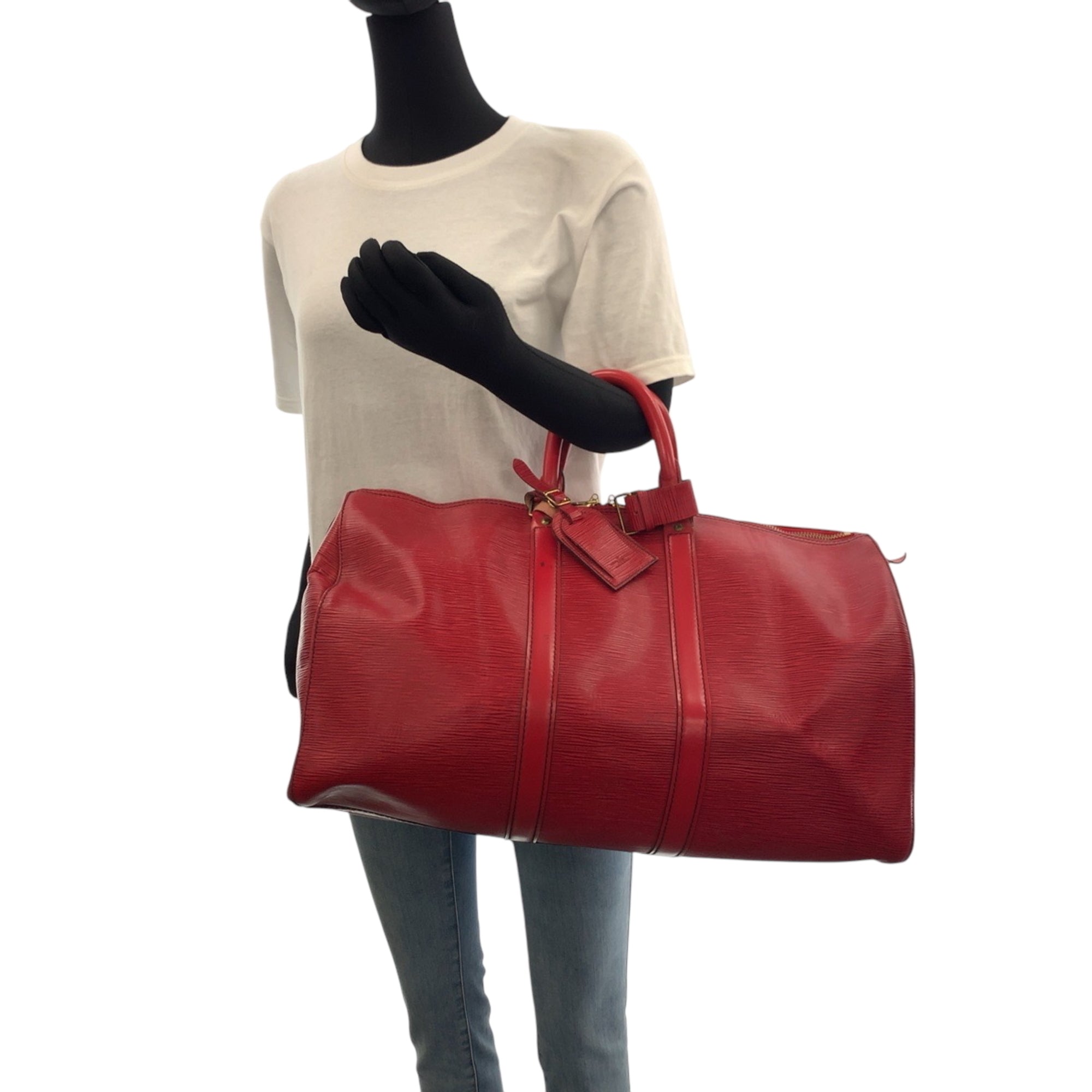 Louis Vuitton Castilian Red Epi Leather Boston Bag Handbag (Pre-Owned)