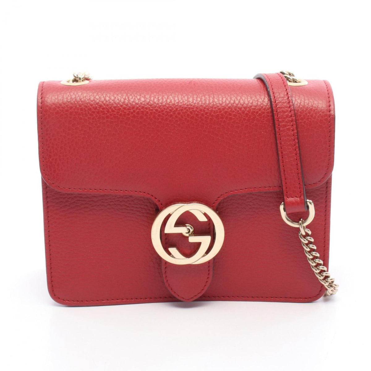 Gucci Red Color Leather Handbag Shoulder Bag (Pre-Owned)