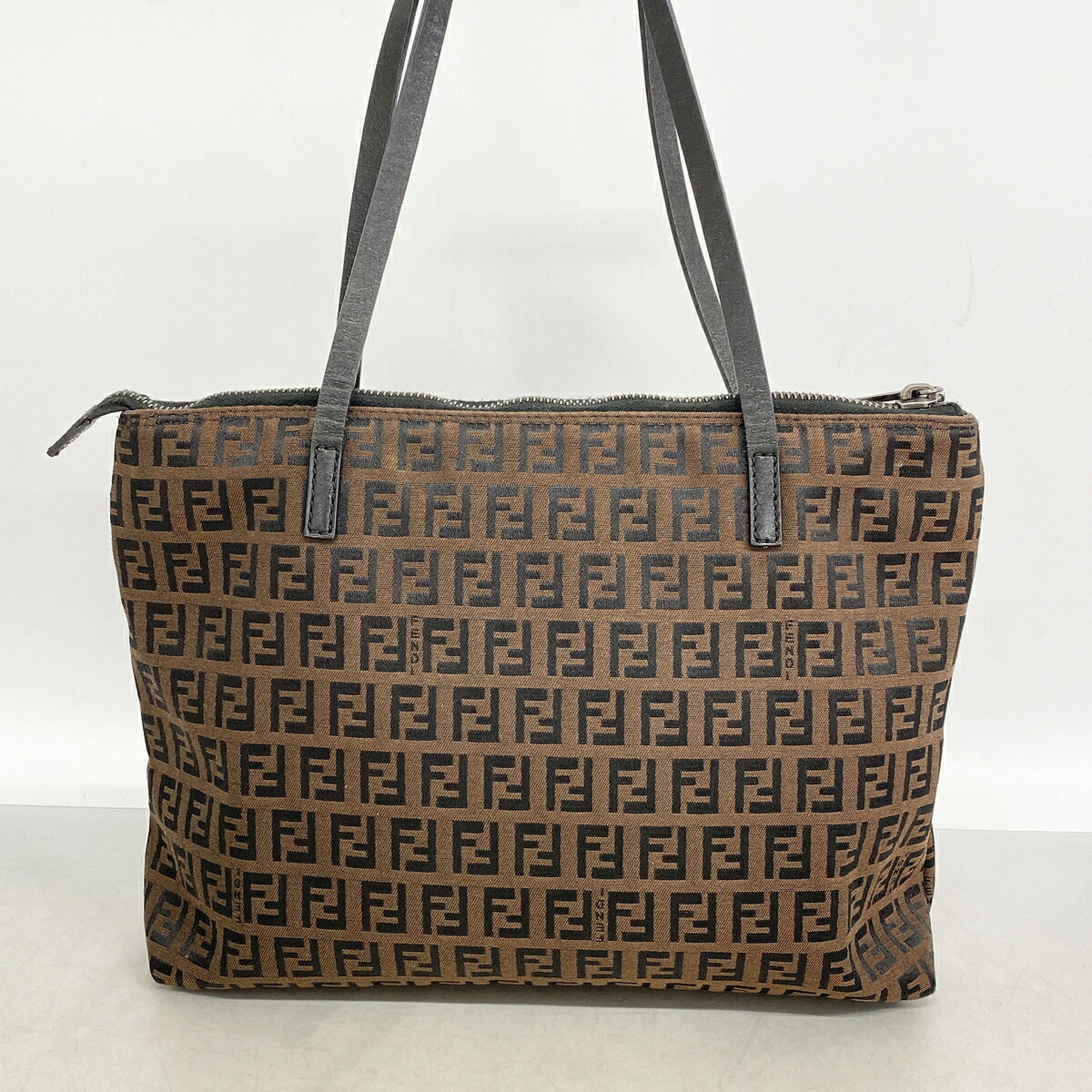 Fendi Black Brown Nylon Canvas Tote Bag (Pre-Owned)