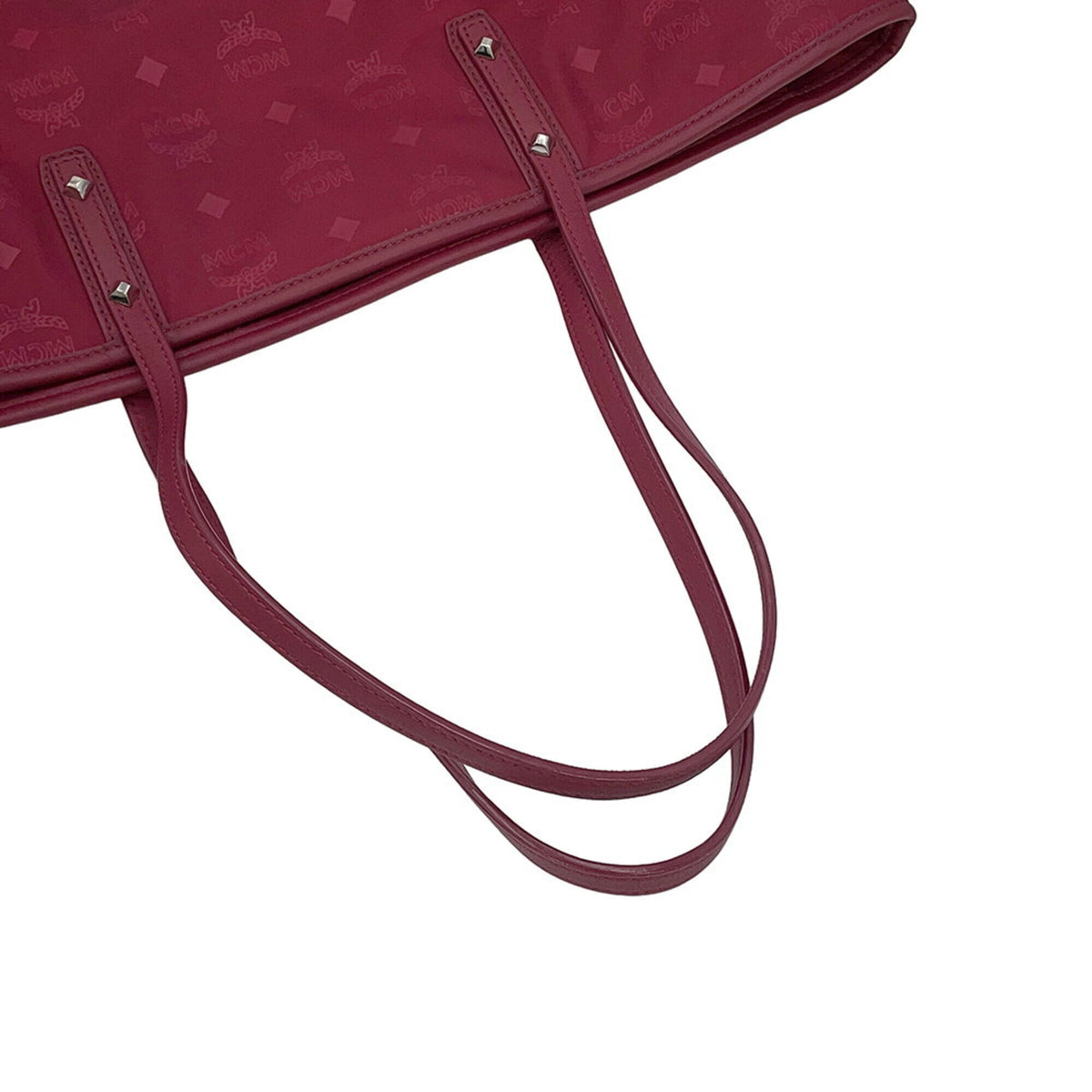 Mcm Visetos Bordeaux Nylon Leather Handbag Tote Bag (Pre-Owned)