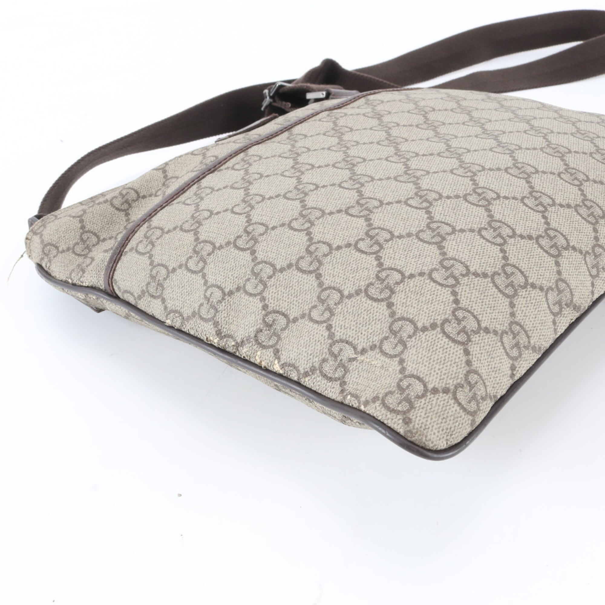 Gucci Brown Leather Coated Canvas Shoulder Bag Tote Bag (Pre-Owned)