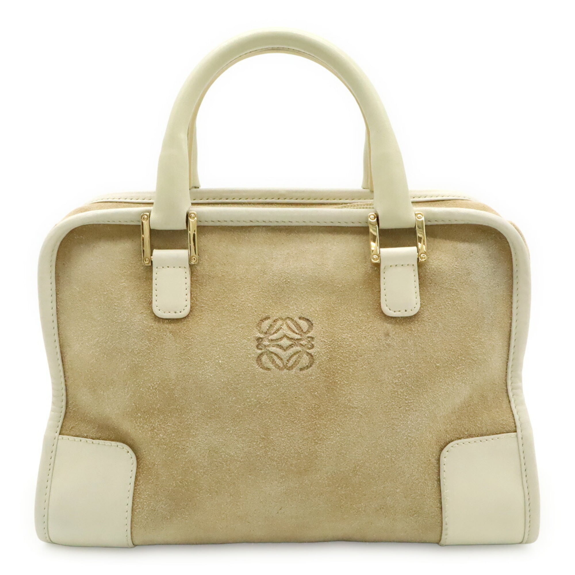 Loewe Amazona Beige Ivory Suede Leather Handbag (Pre-Owned)
