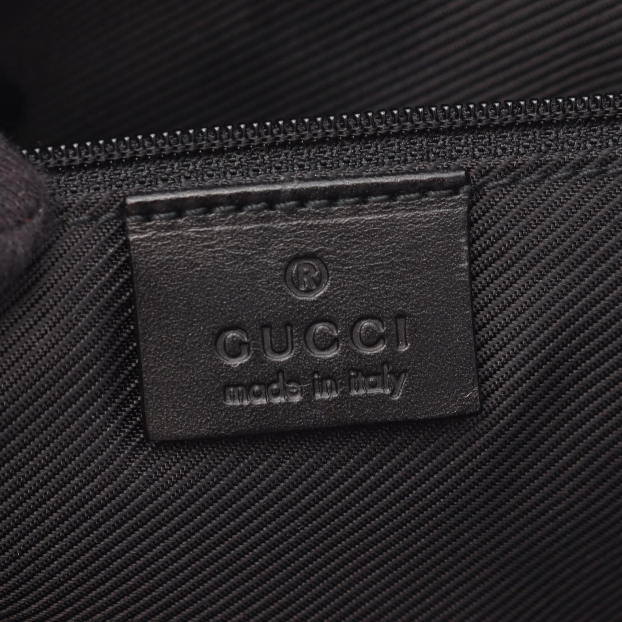 Gucci Black Canvas Leather Handbag Shoulder Bag (Pre-Owned)