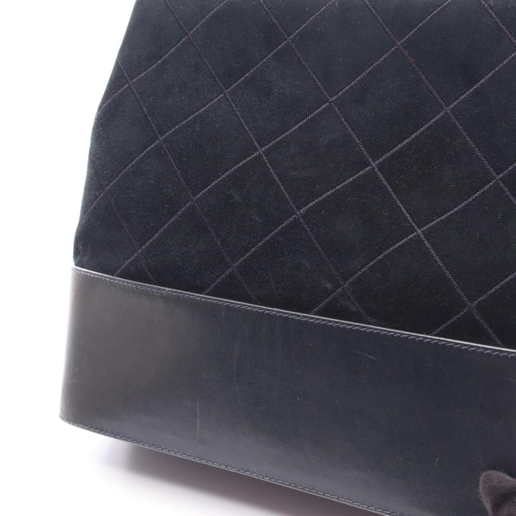 Salvatore Ferragamo Black Leather Suede Handbag Shoulder Bag (Pre-Owned)