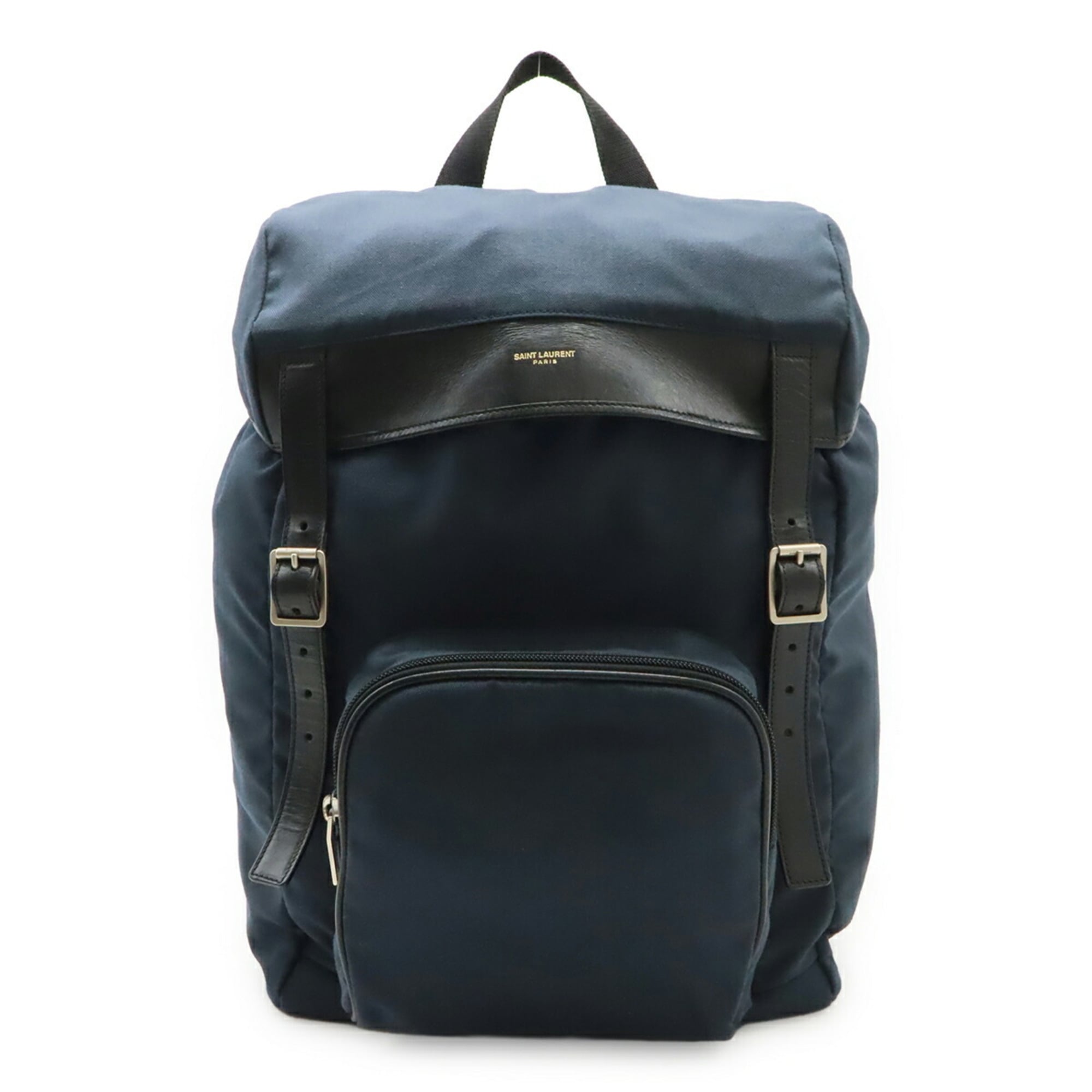 Yves Saint Laurent Navy Canvas Leather Backpack (Pre-Owned)