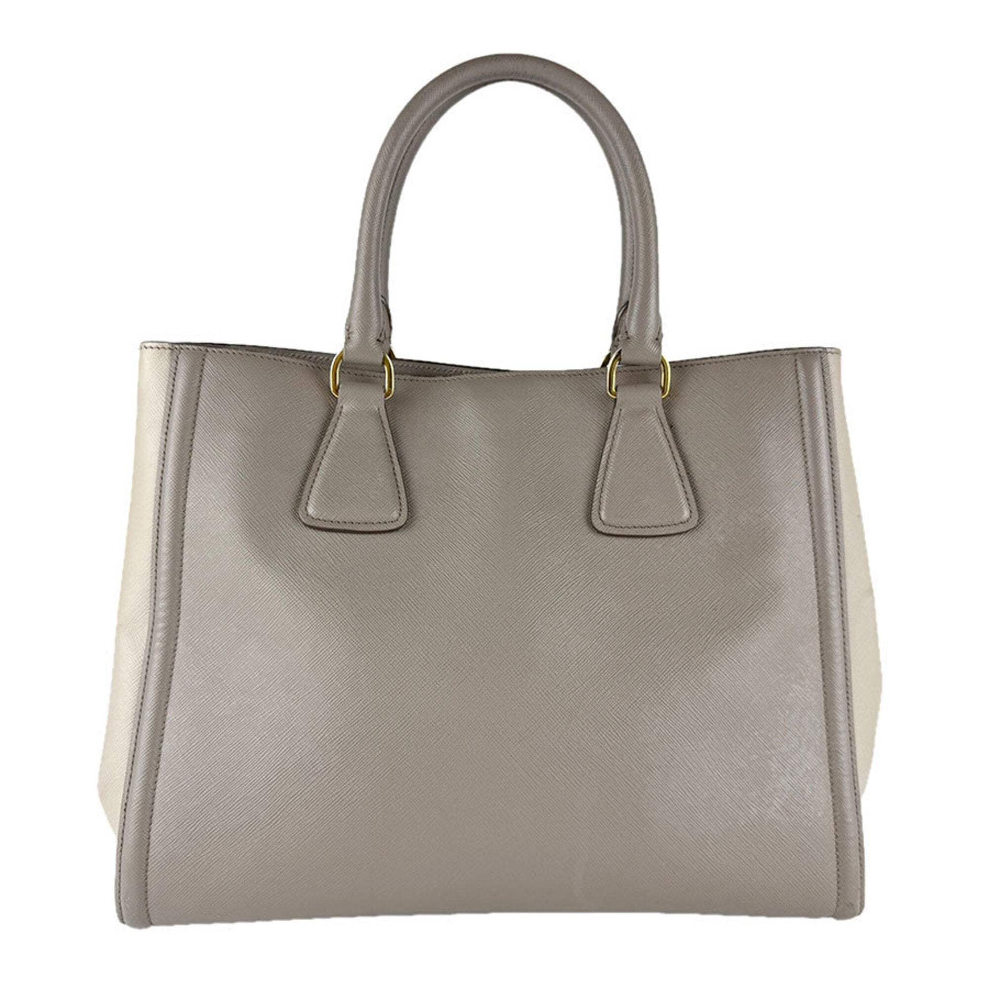 Prada Gray Leather Handbag Shoulder Bag (Pre-Owned)