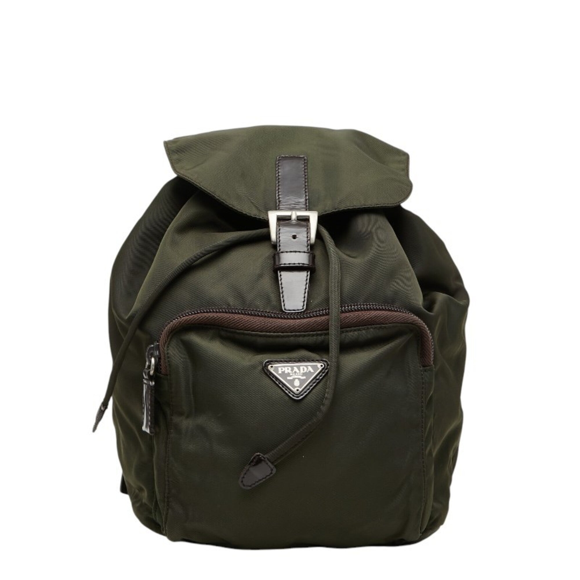 Prada Green Nylon Leather Backpack (Pre-Owned)
