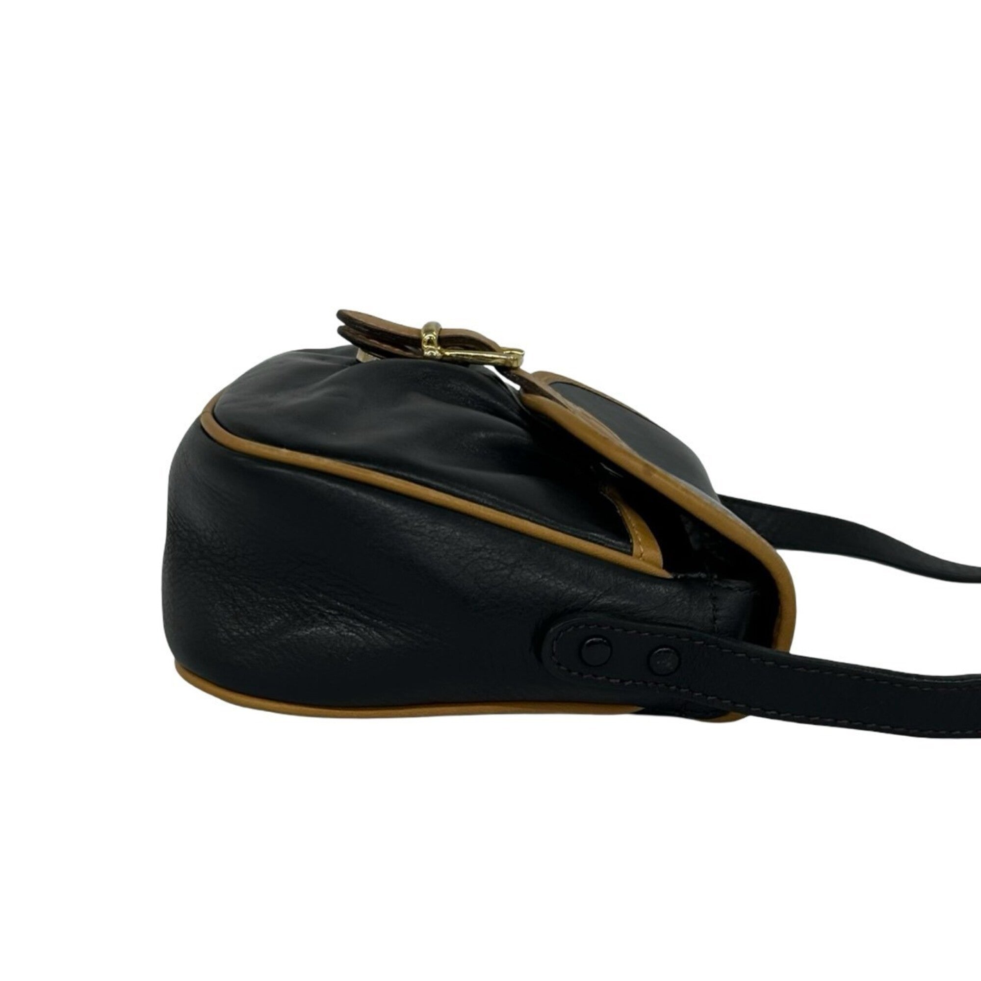 Celine Black Brown Leather Pochette Shoulder Bag (Pre-Owned)