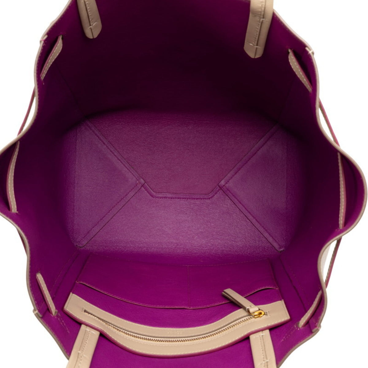 Celine Beige Purple Leather Shoulder Bag Tote Bag (Pre-Owned)