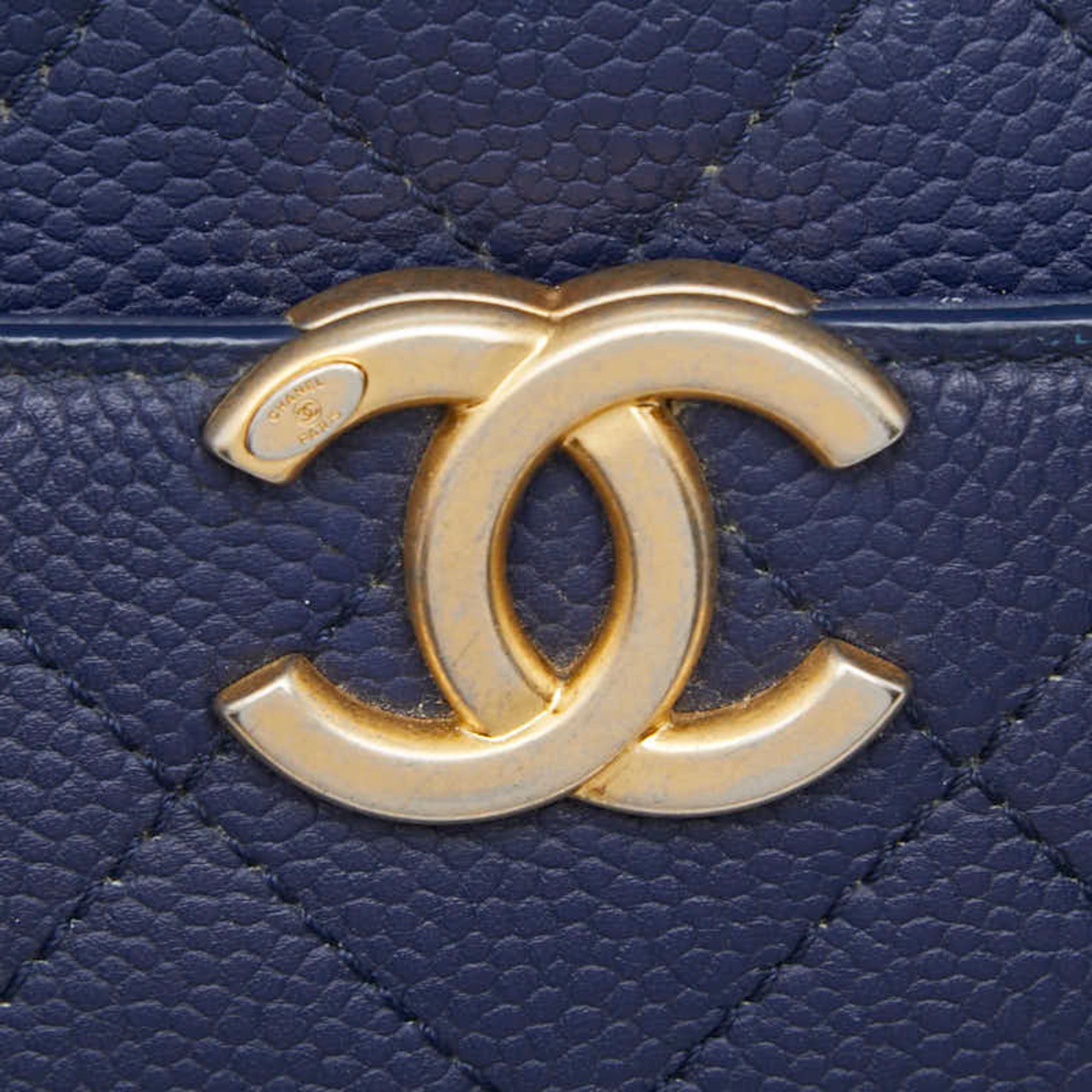 Chanel Navy Grained Calfskin Shoulder Bag Vanity Bag (Pre-Owned)