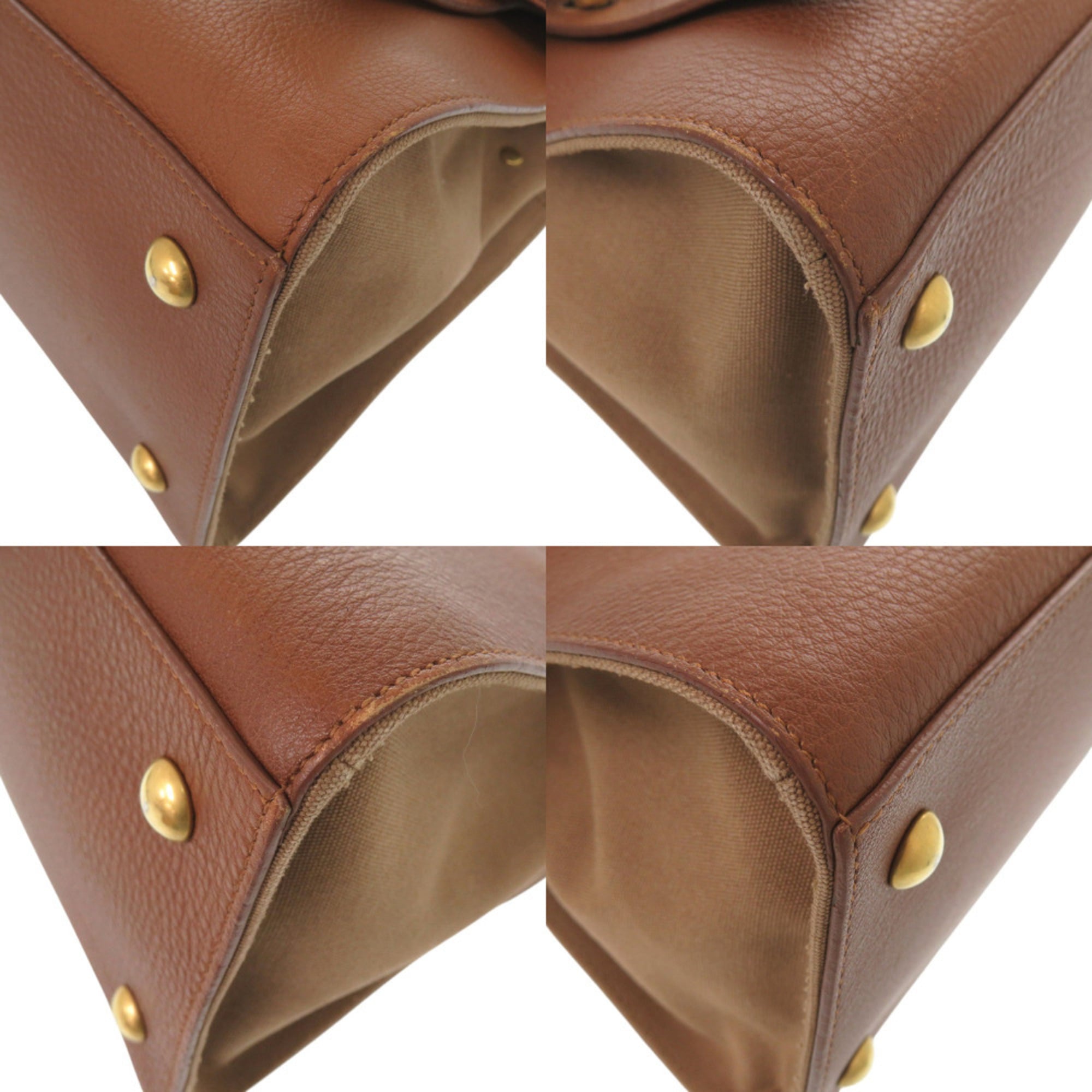 Yves Saint Laurent Brown Leather Canvas Handbag Shoulder Bag (Pre-Owned)