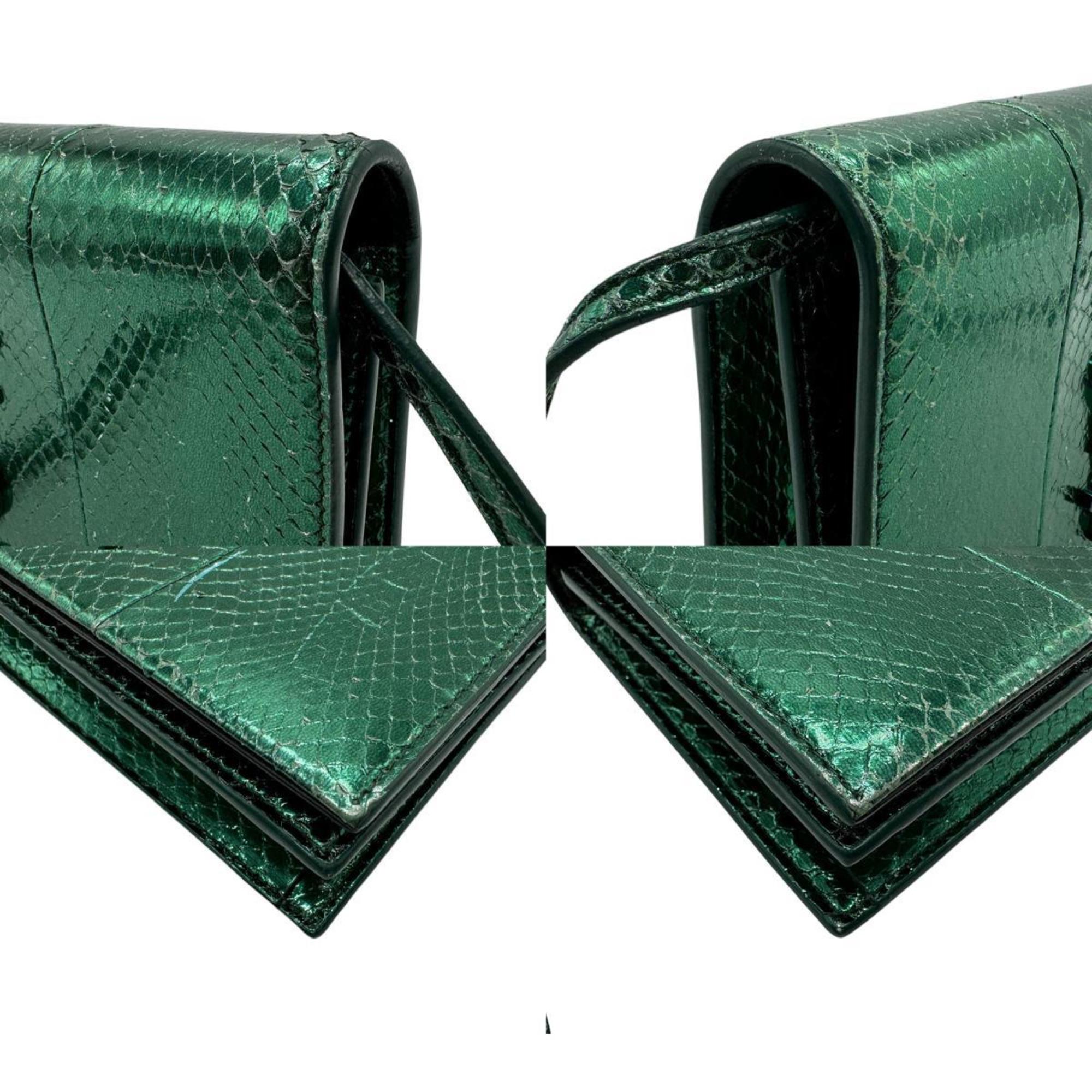 Saint Laurent Metallic Green Leather Shoulder Bag (Pre-Owned)