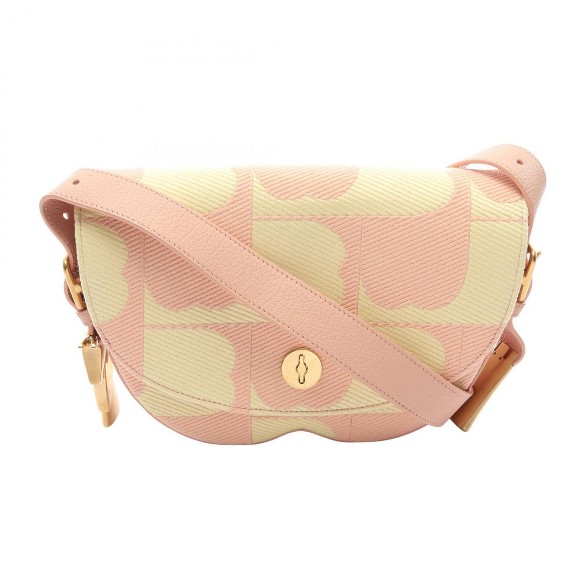 Burberry Pink Yellow Canvas Leather Handbag Shoulder Bag (Pre-Owned)