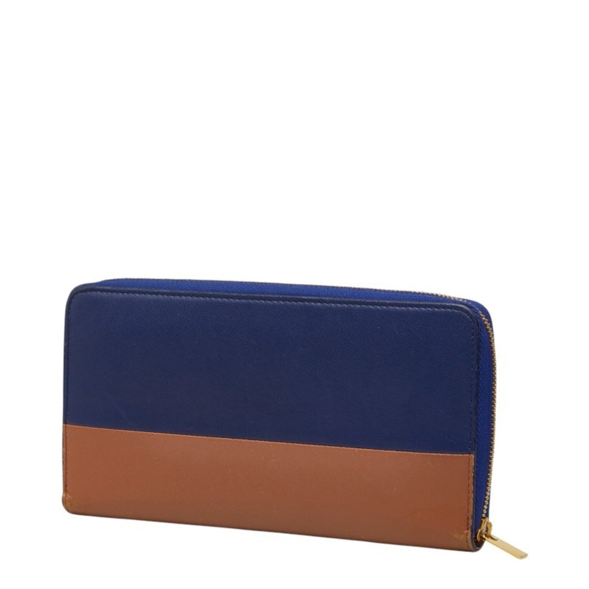 Celine Brown Navy Leather Long Wallet (Bi-Fold) (Pre-Owned)