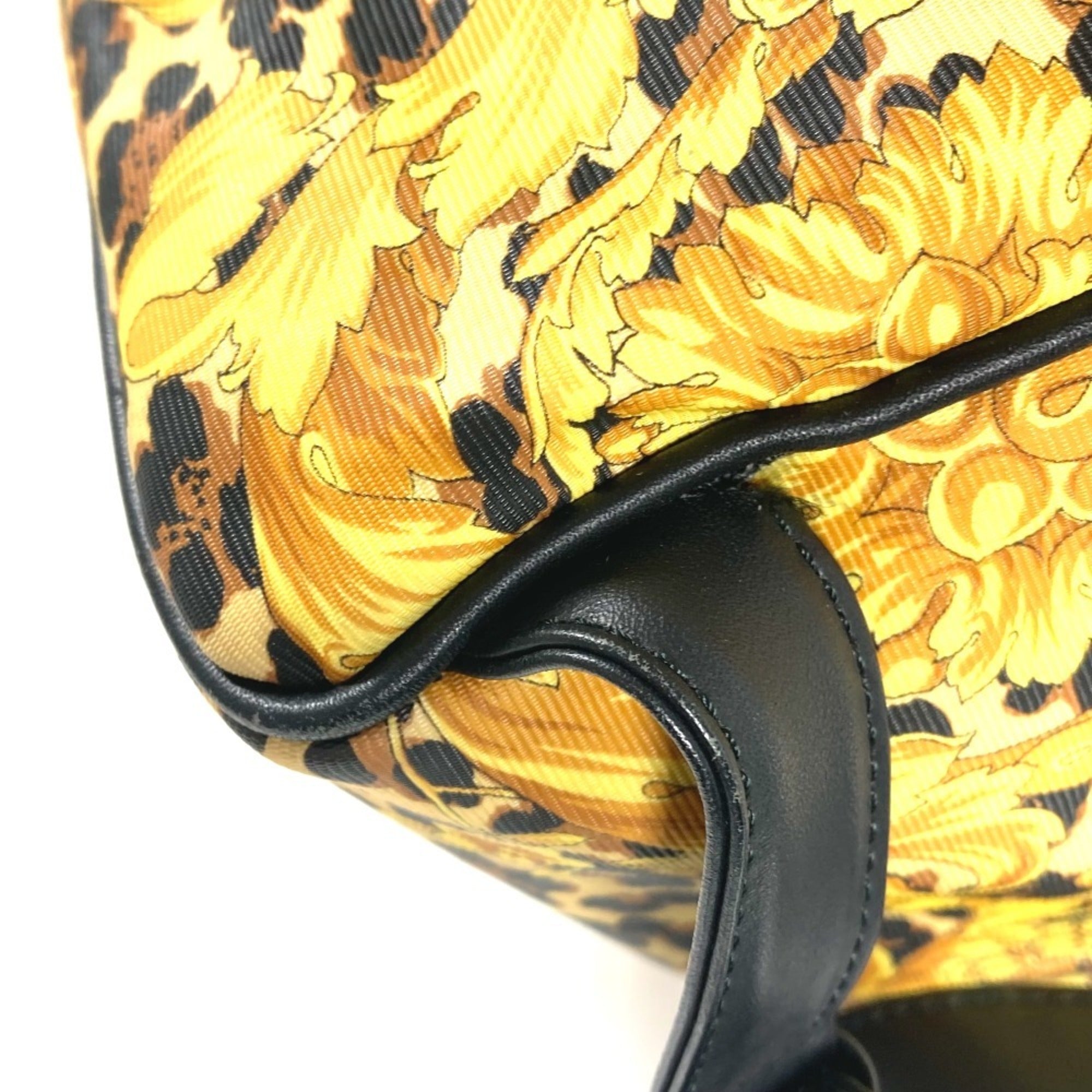 Versace Black Yellow Pvc Leather Backpack (Pre-Owned)