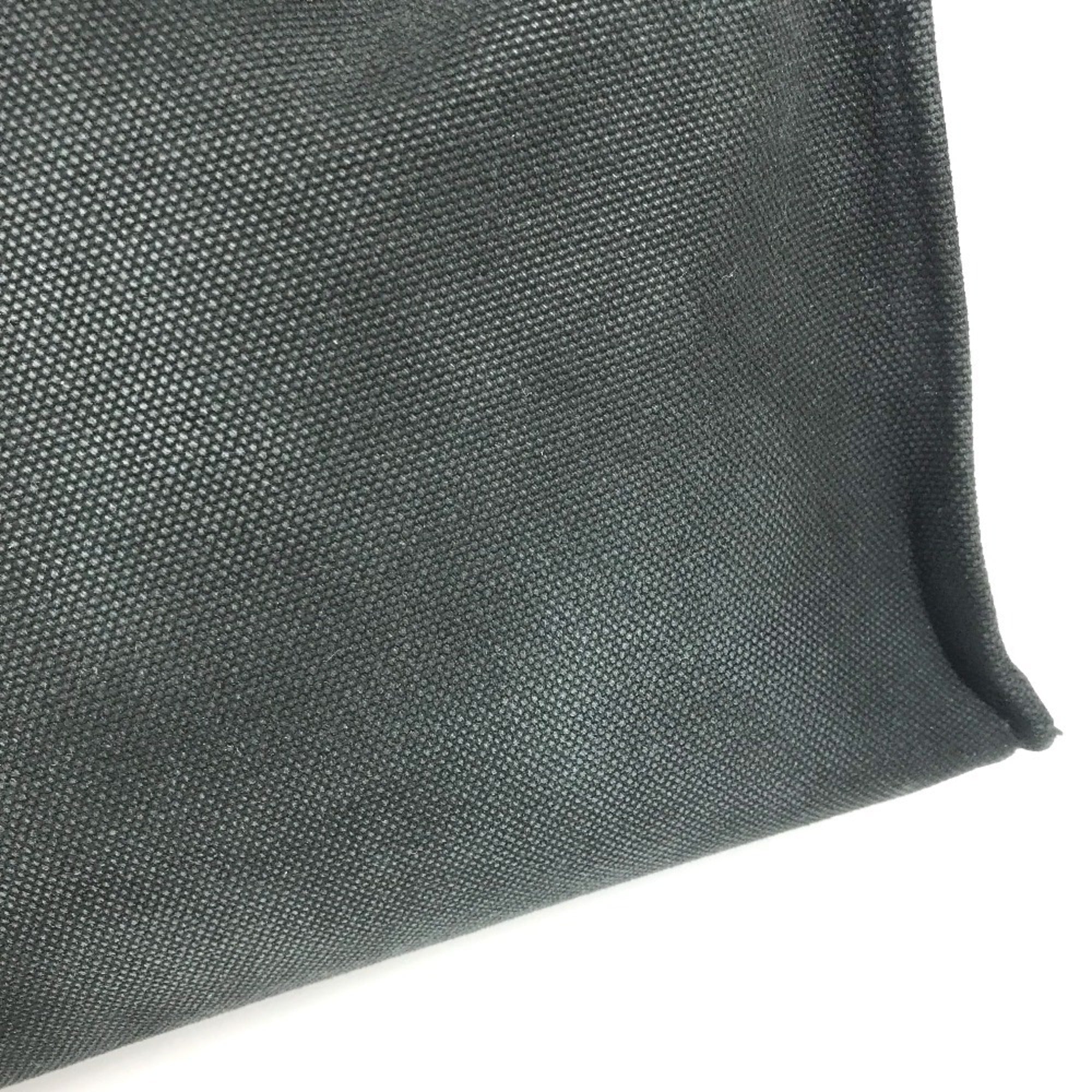 Hermes Black Brown Canvas Leather Briefcase Handbag Tote Bag (Pre-Owned)