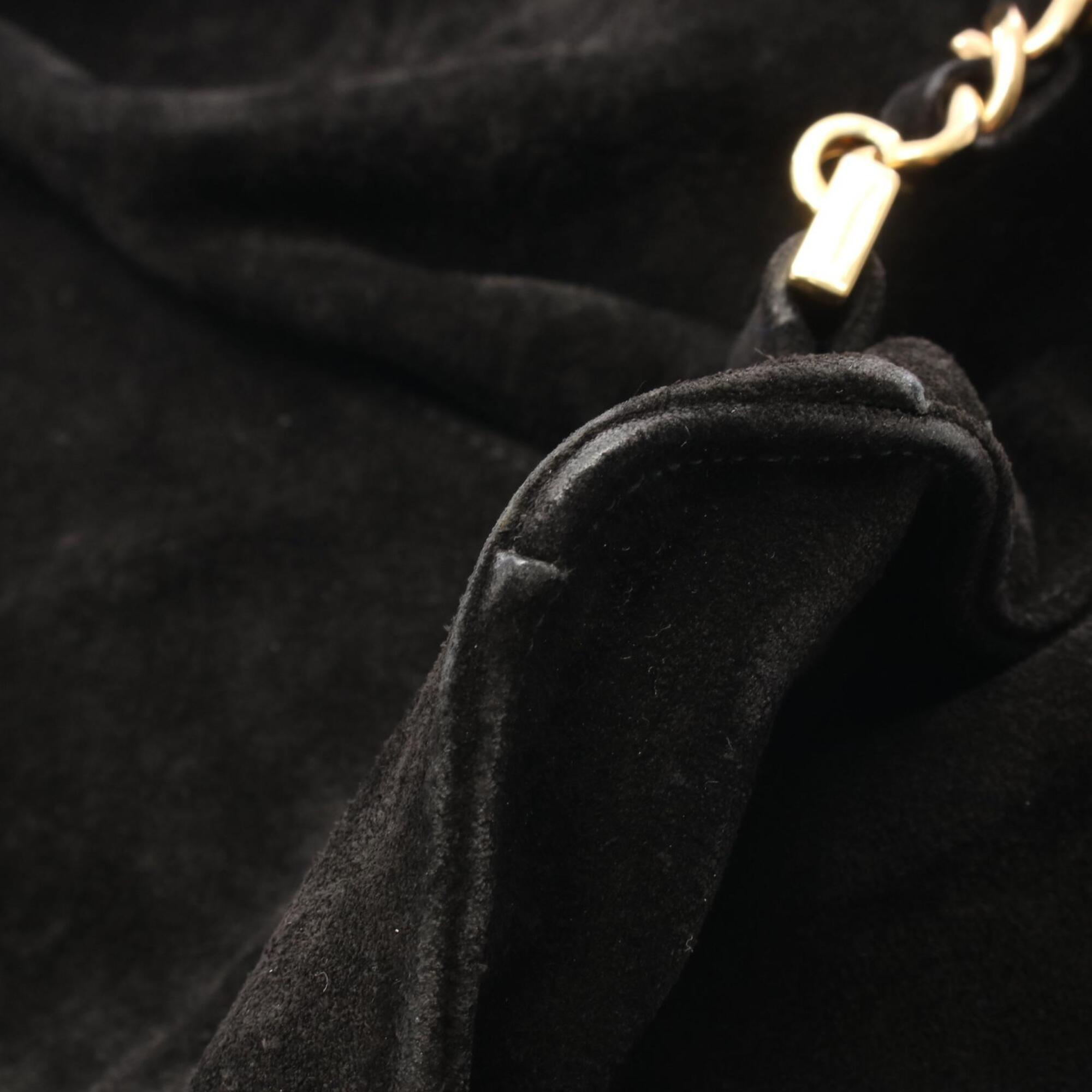 Chanel Black Suede Leather Backpack Handbag (Pre-Owned)