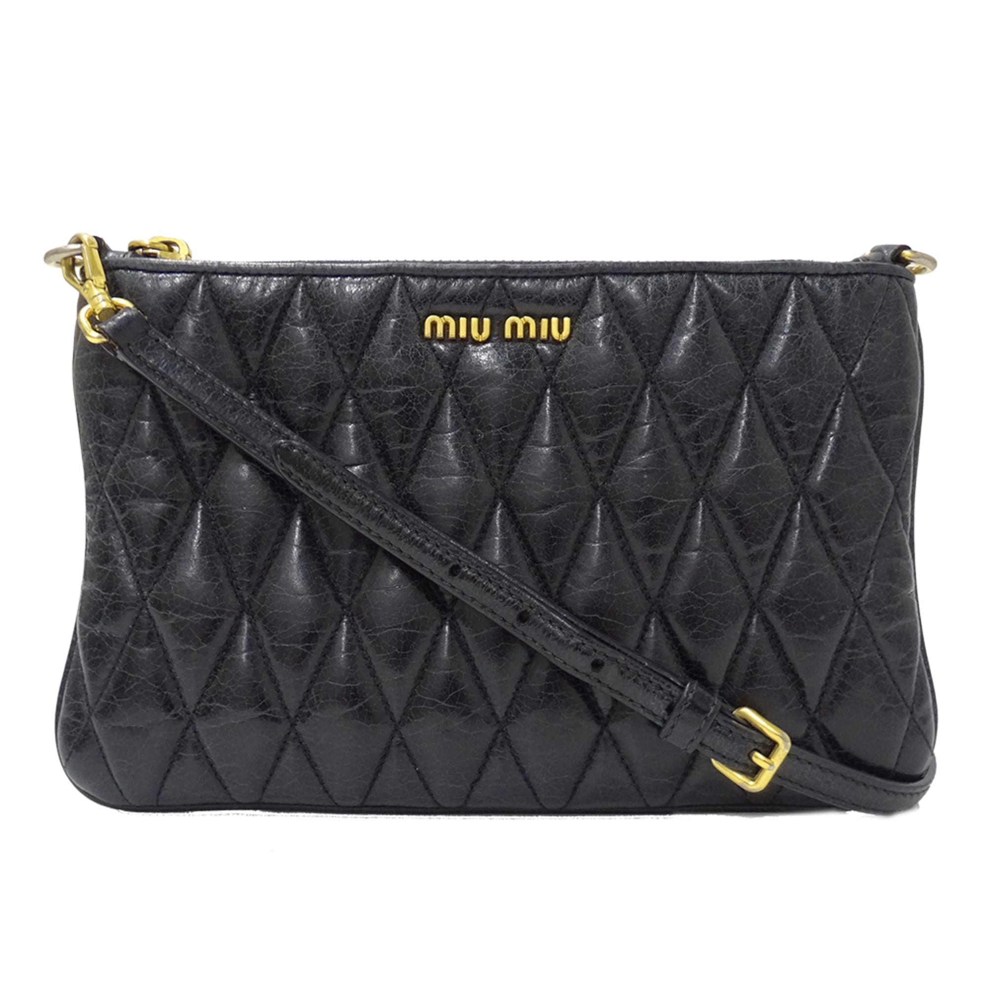 Miu Miu Black Leather Handbag Shoulder Bag (Pre-Owned)