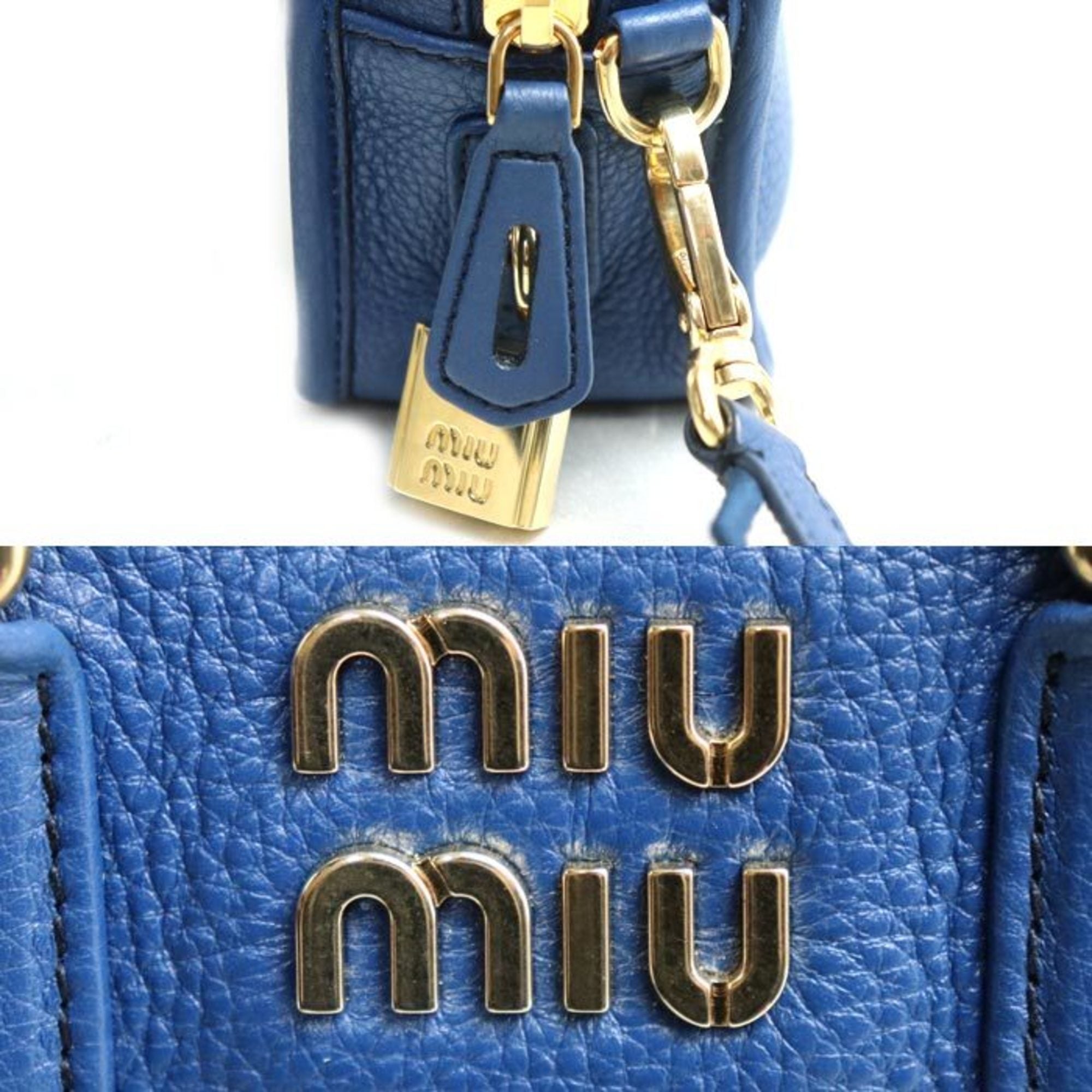 Miu Miu Blue Leather Shoulder Bag (Pre-Owned)