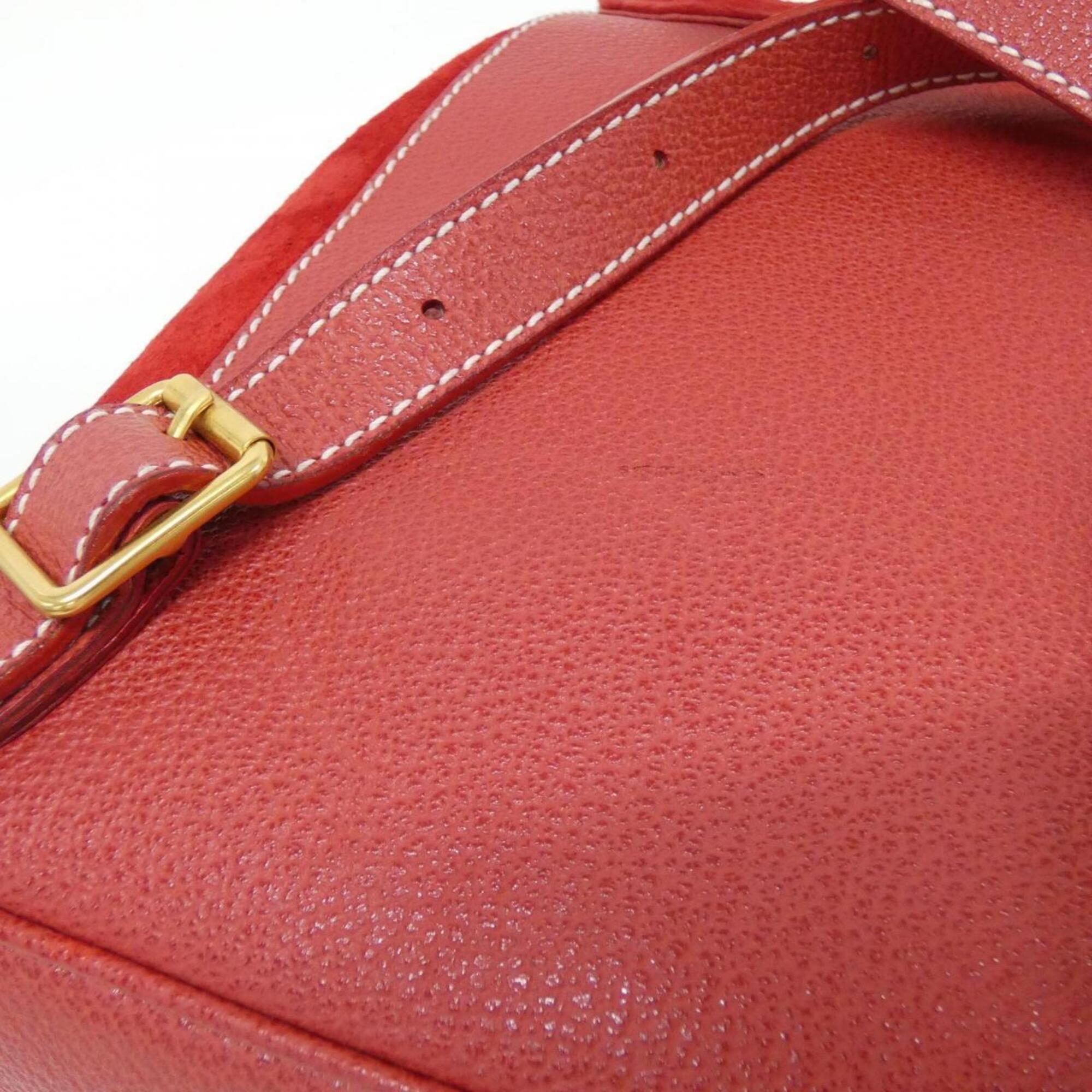 Gucci Red Color Suede Leather Backpack (Pre-Owned)