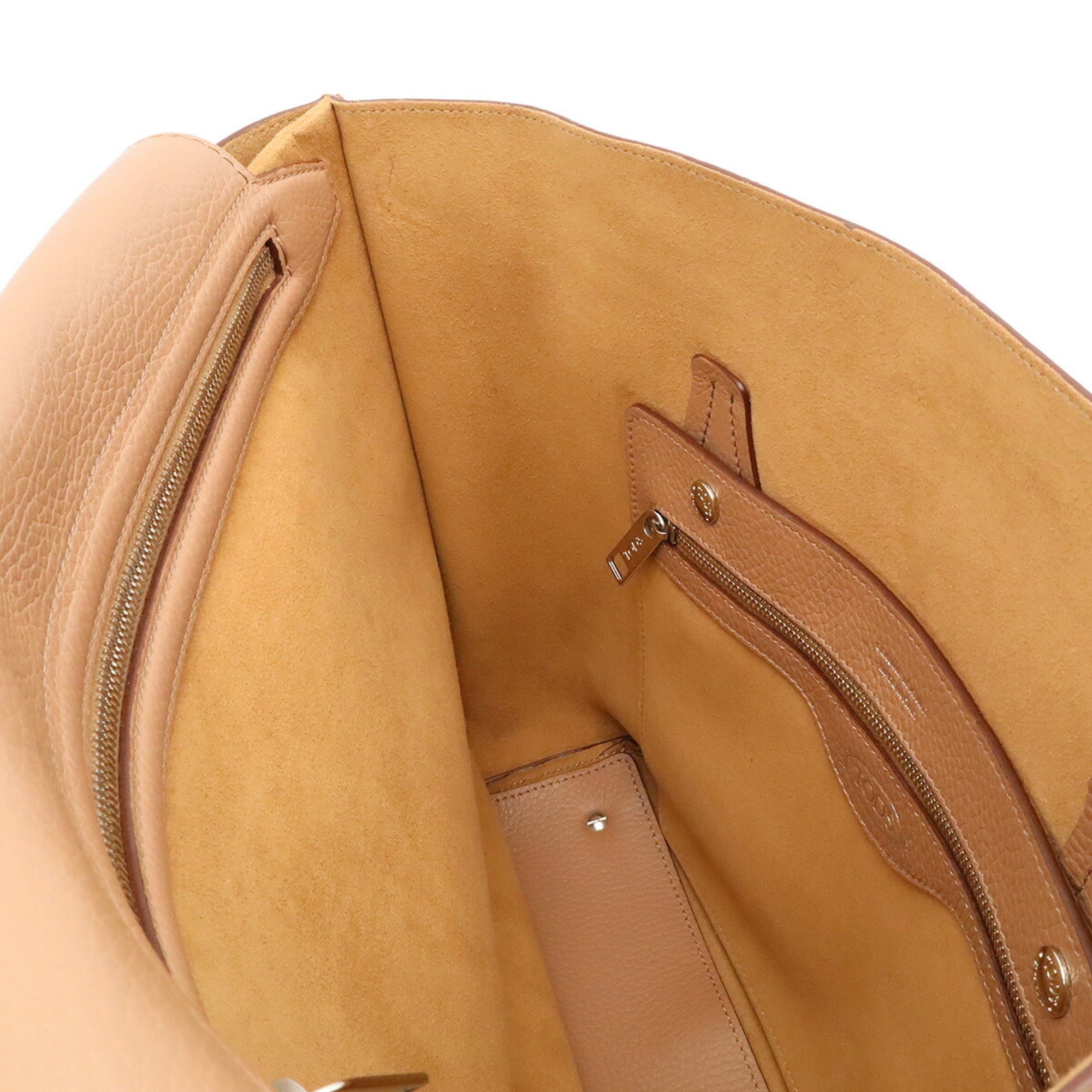 Tod's Pink Beige Leather Shoulder Bag Tote Bag (Pre-Owned)