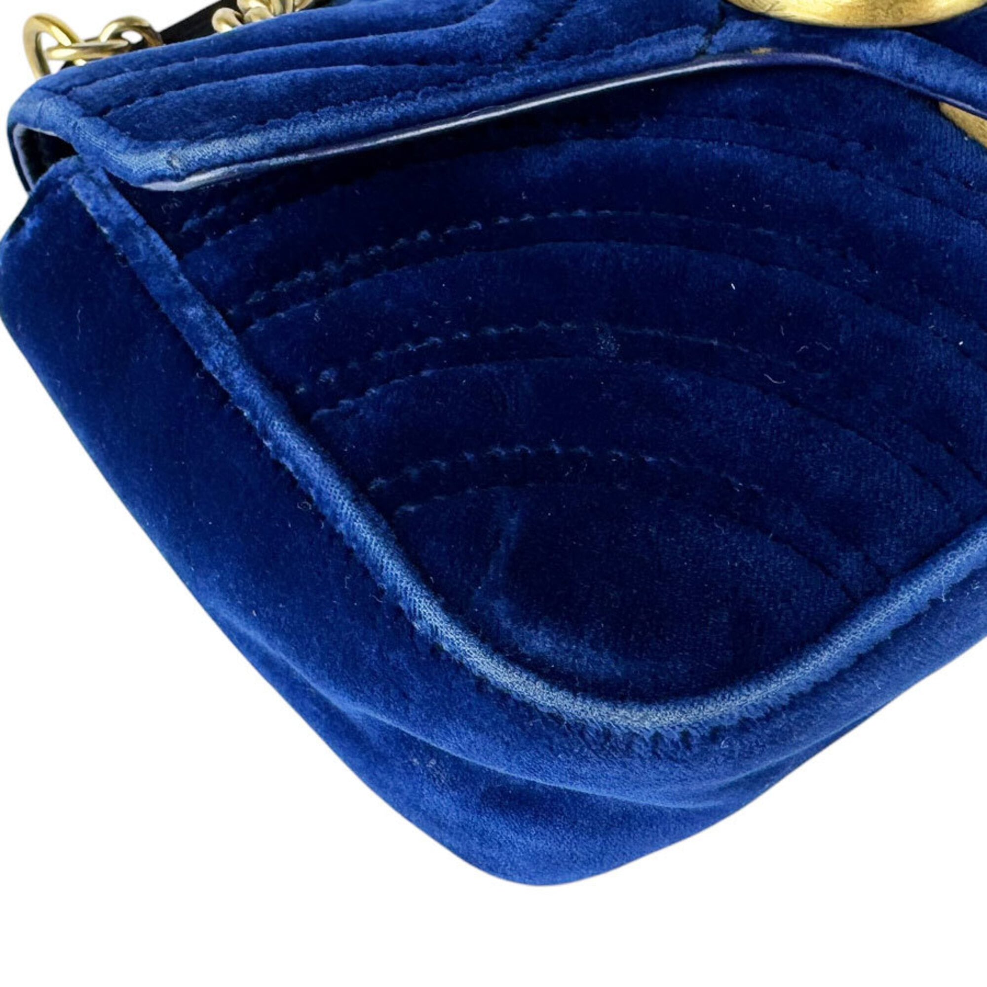 Gucci Blue Velvet Shoulder Bag (Pre-Owned)