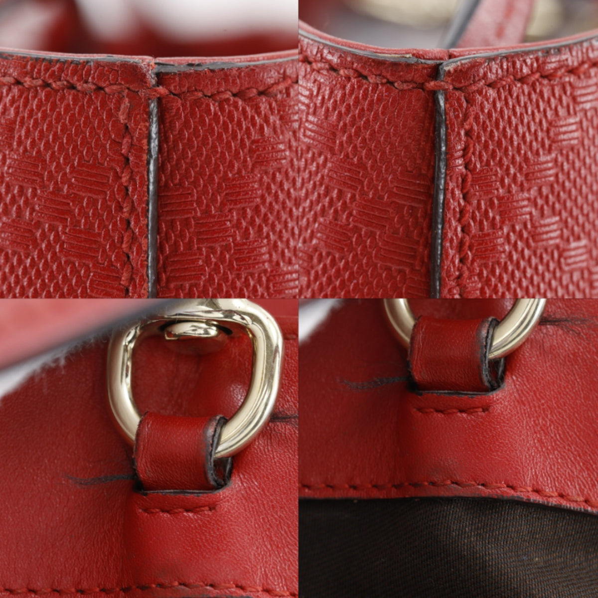 Gucci Red Color Leather Tote Bag (Pre-Owned)