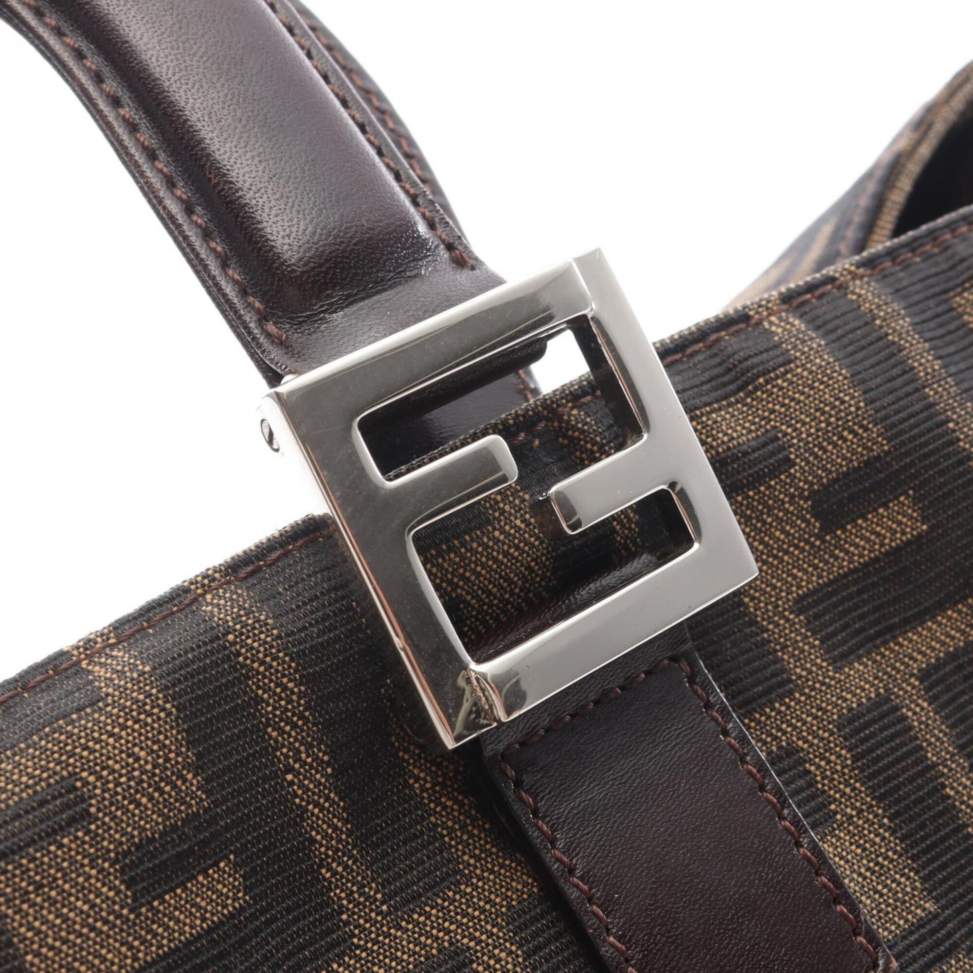 Fendi Brown Canvas Leather Handbag Tote Bag (Pre-Owned)