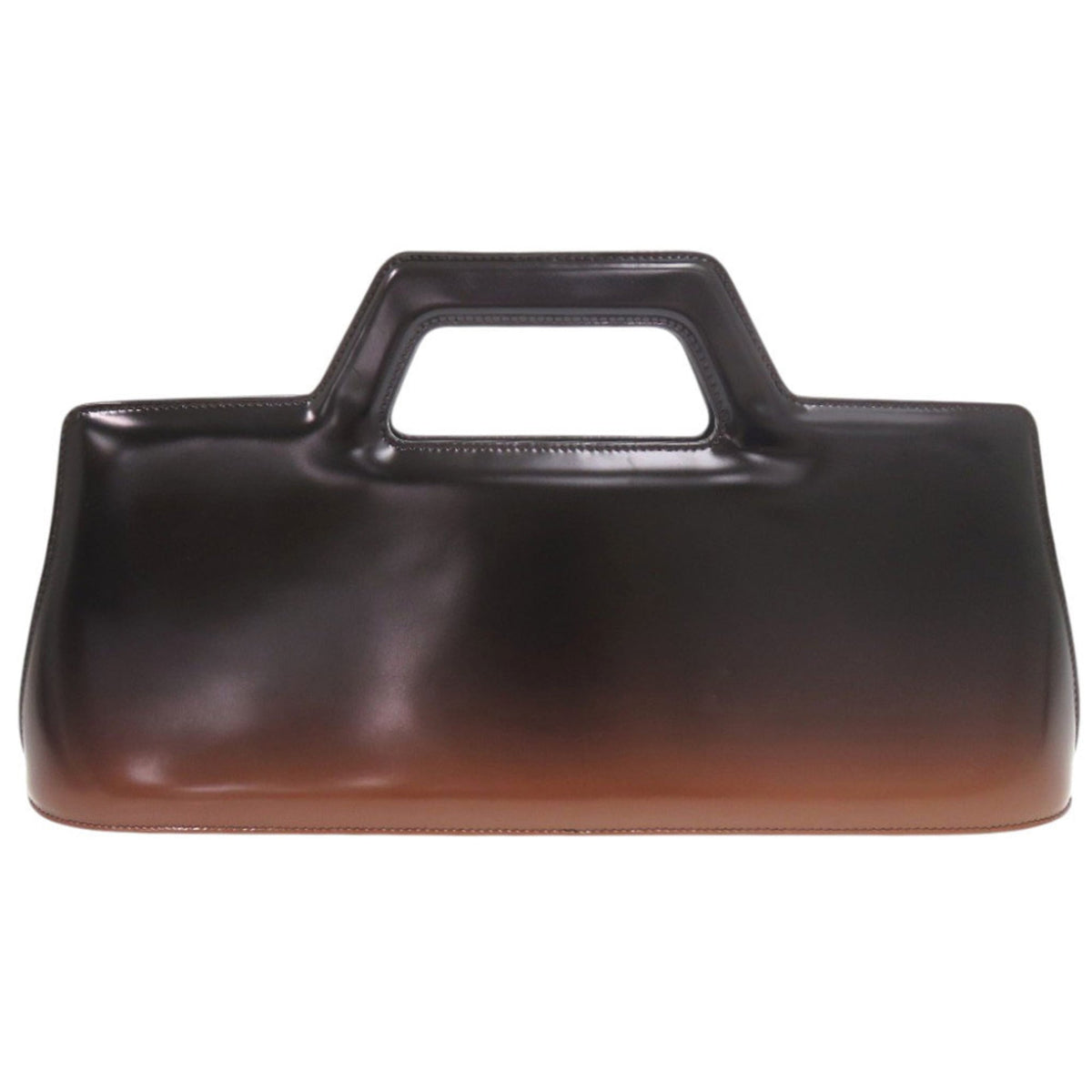 Salvatore Ferragamo Black Brown Patent Leather Handbag Shoulder Bag (Pre-Owned)