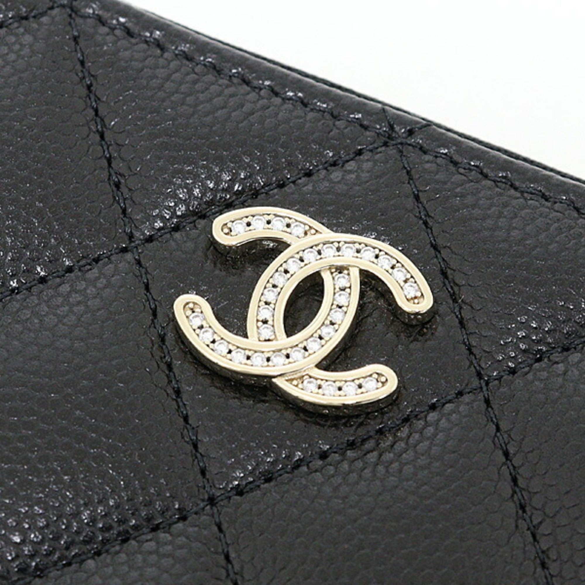 Chanel Matelasse Black Grained Calfskin Metal Coin Purse/Coin Case (Pre-Owned)