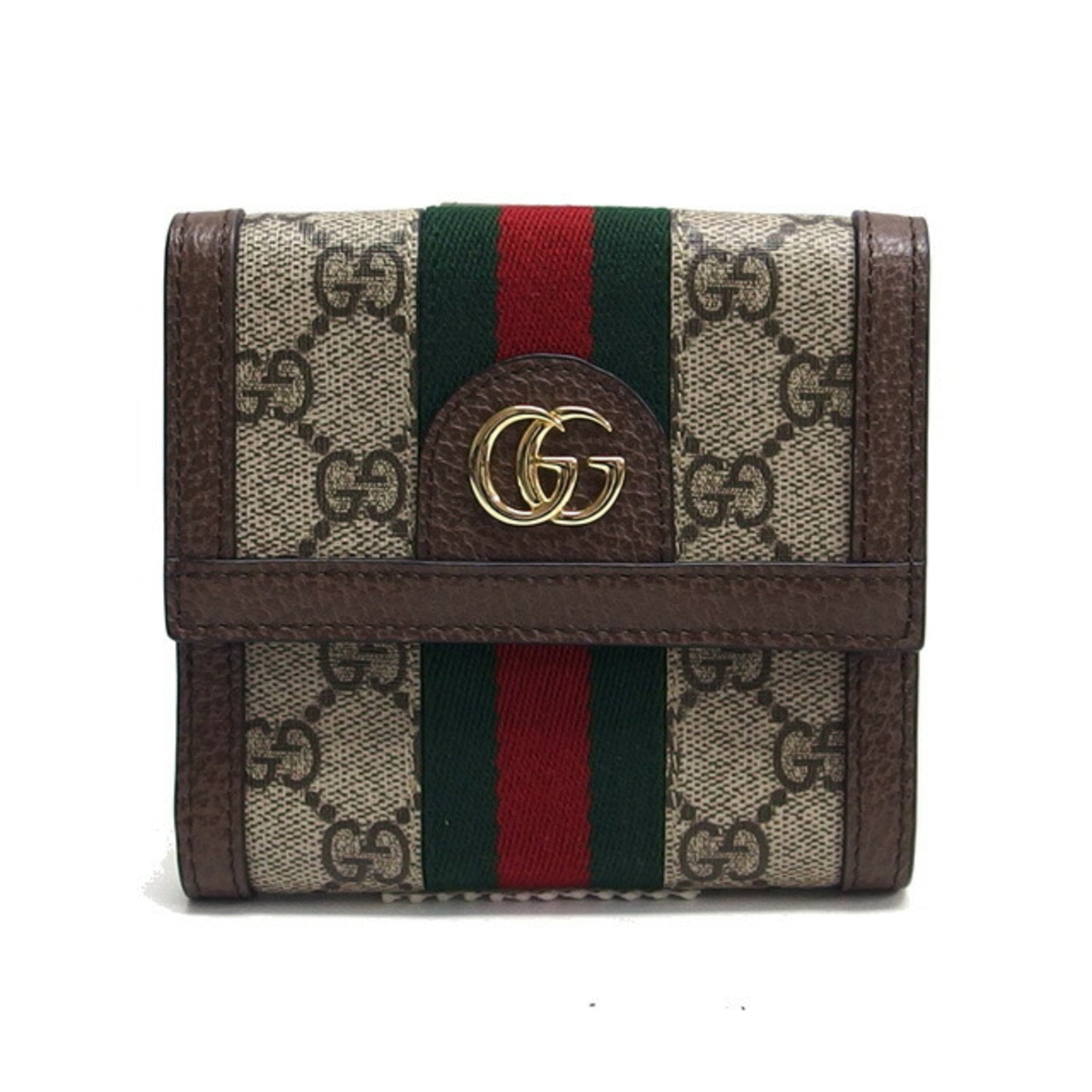 Gucci Gg Supreme Beige Dark Brown Gg Supreme Coin Purse/Coin Case (Pre-Owned)