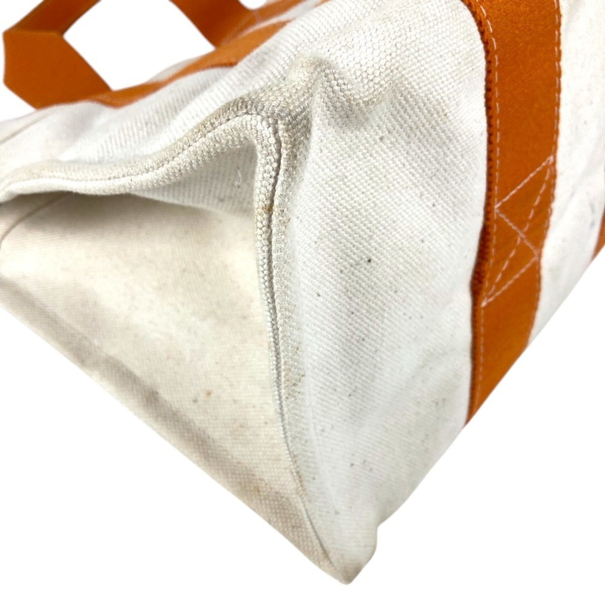Hermes Ivory Orange Canvas Handbag Tote Bag (Pre-Owned)