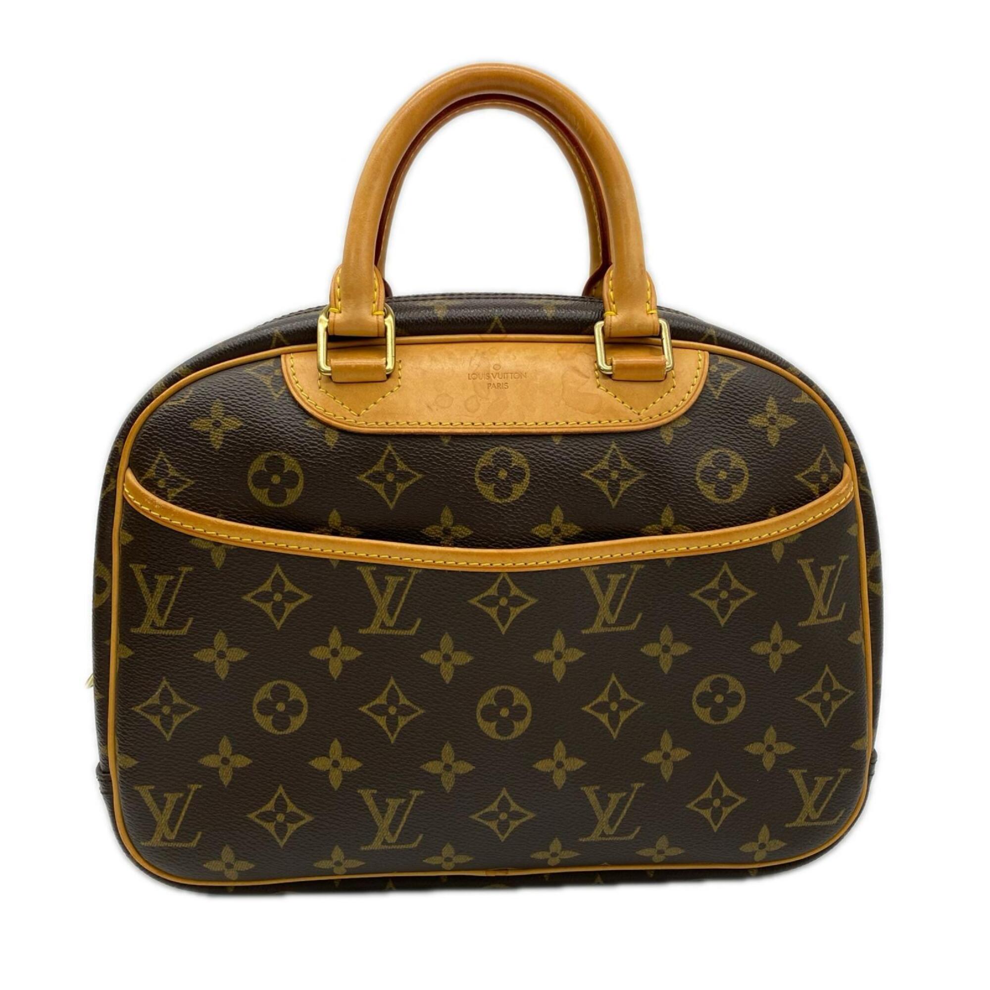 Louis Vuitton Monogram Beige Brown Coated Canvas Leather Handbag (Pre-Owned)