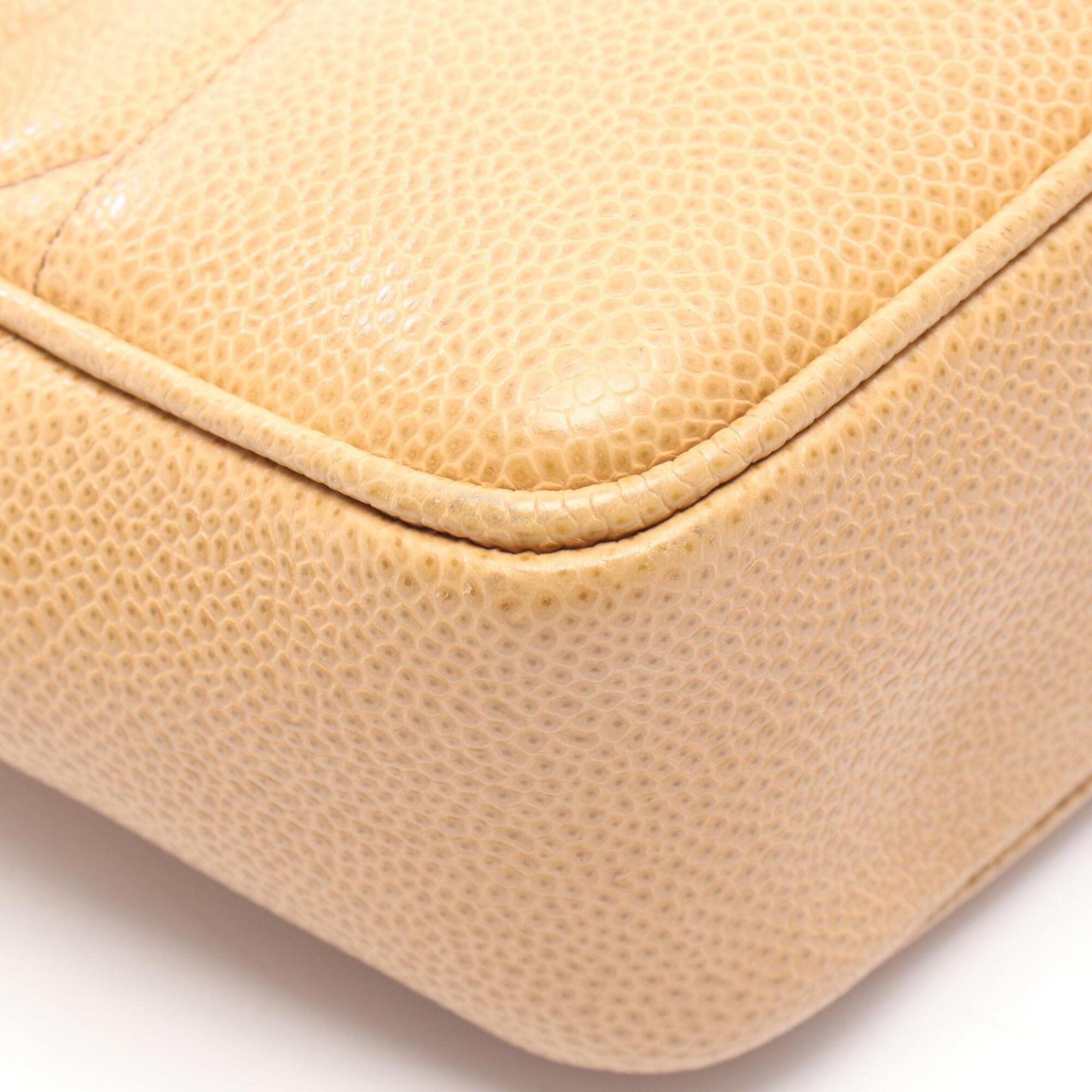 Chanel Beige Grained Calfskin Handbag Tote Bag (Pre-Owned)