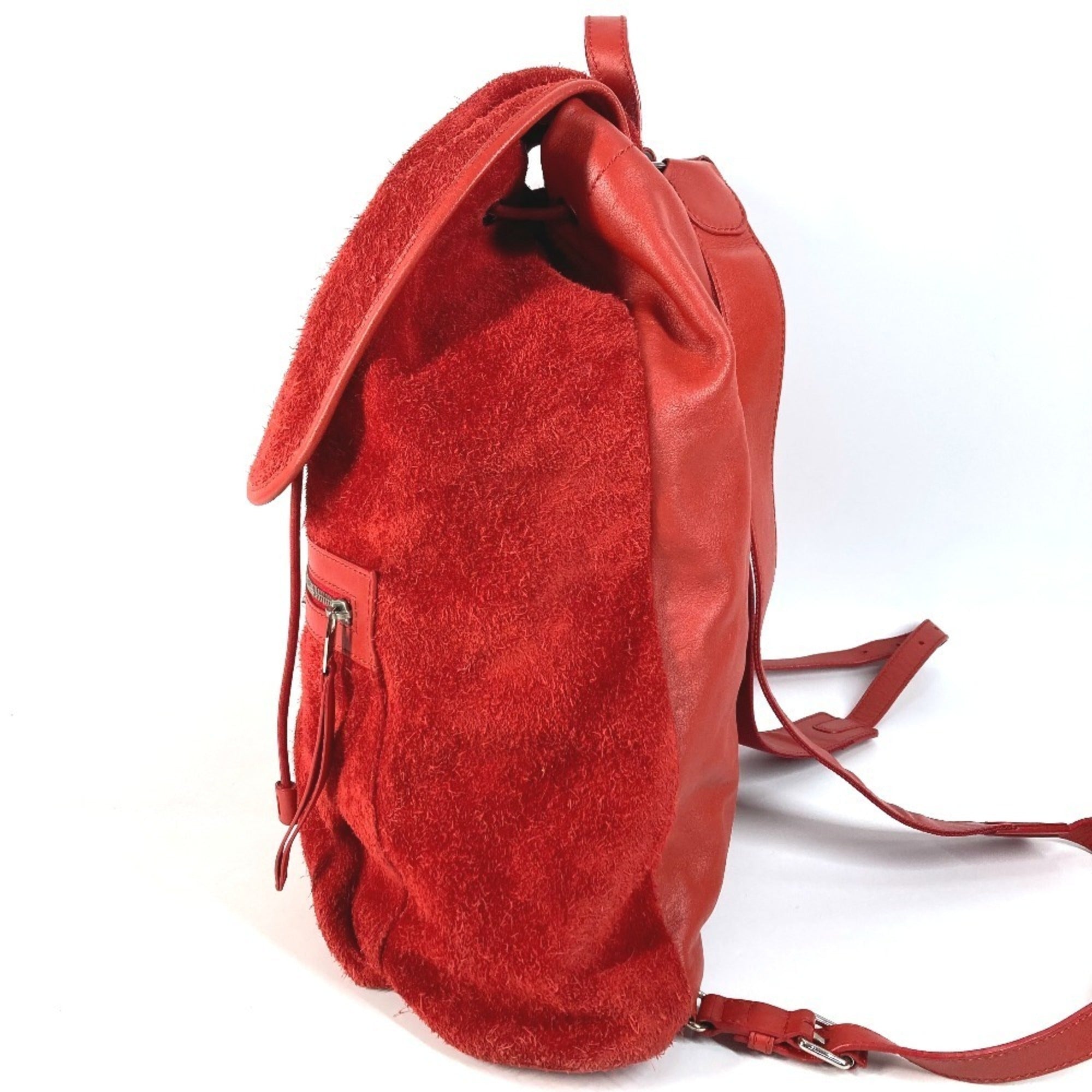 Balenciaga Red Color Leather Suede Backpack (Pre-Owned)