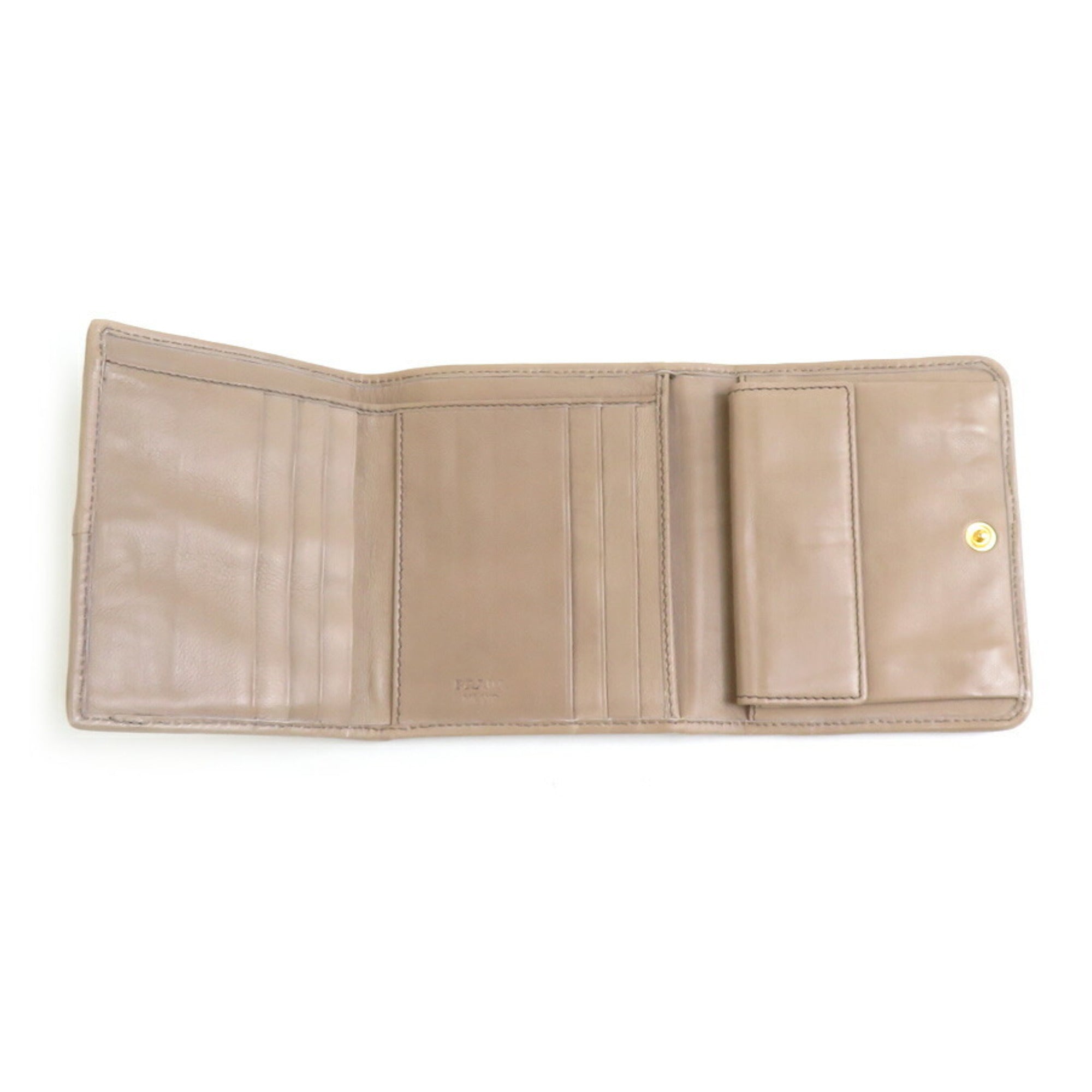Prada Beige Leather Wallet (Tri-Fold) (Pre-Owned)