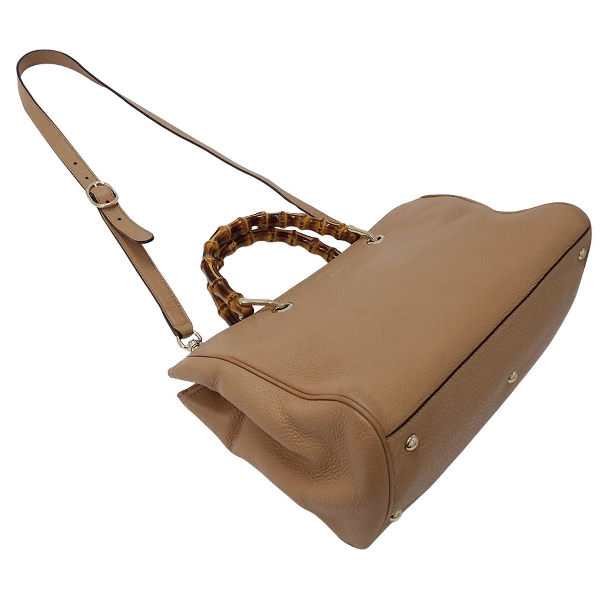 Gucci Beige Leather Handbag Shoulder Bag (Pre-Owned)