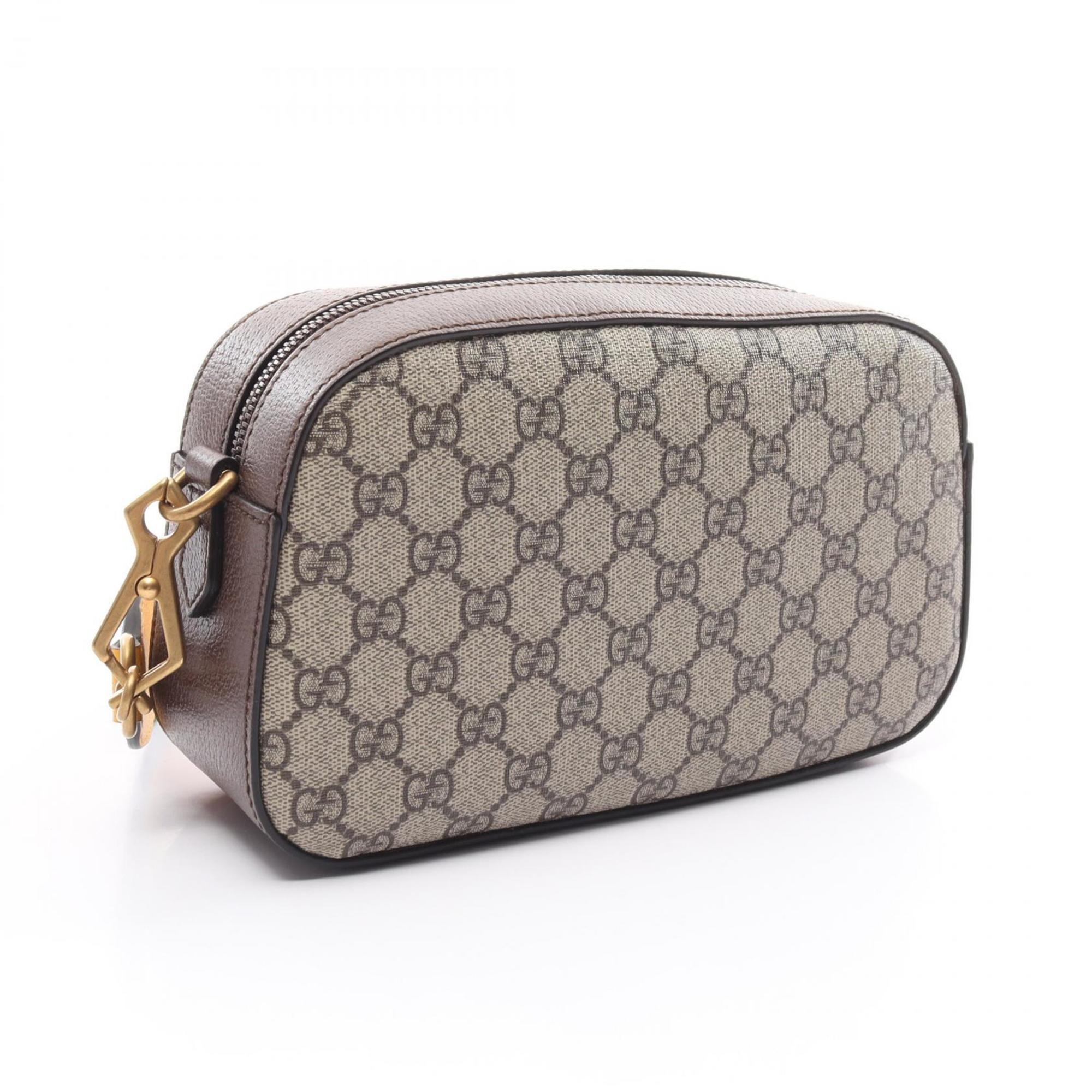 Gucci Beige Brown Multi-Color Coated Canvas Leather Shoulder Bag