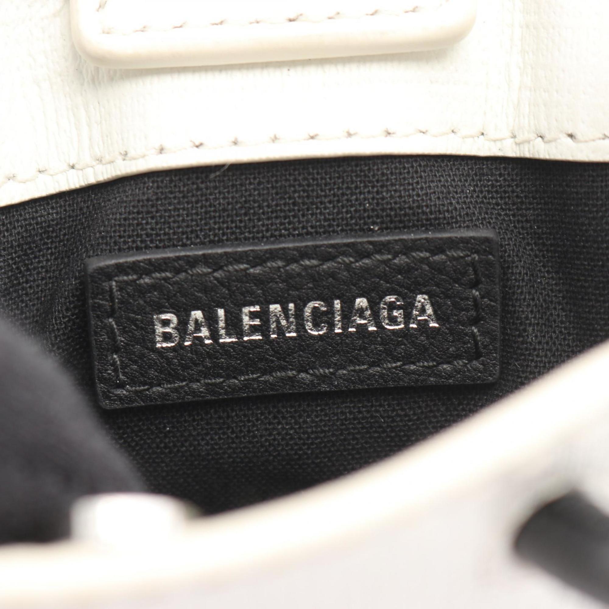 Balenciaga Black White Leather Shoulder Bag (Pre-Owned)