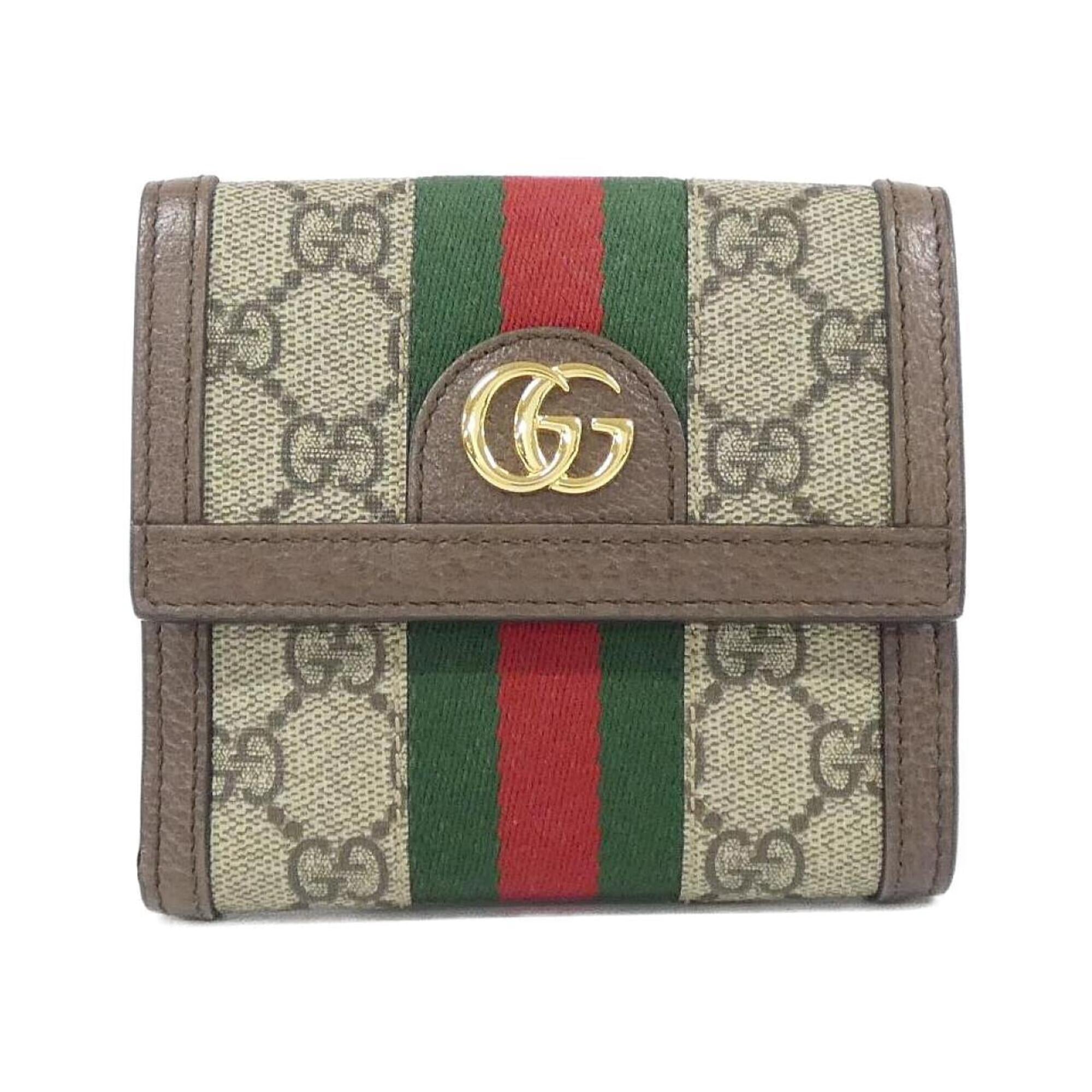Gucci Ophidia Beige Brown Gg Supreme Canvas Wallet (Bi-Fold) (Pre-Owned)