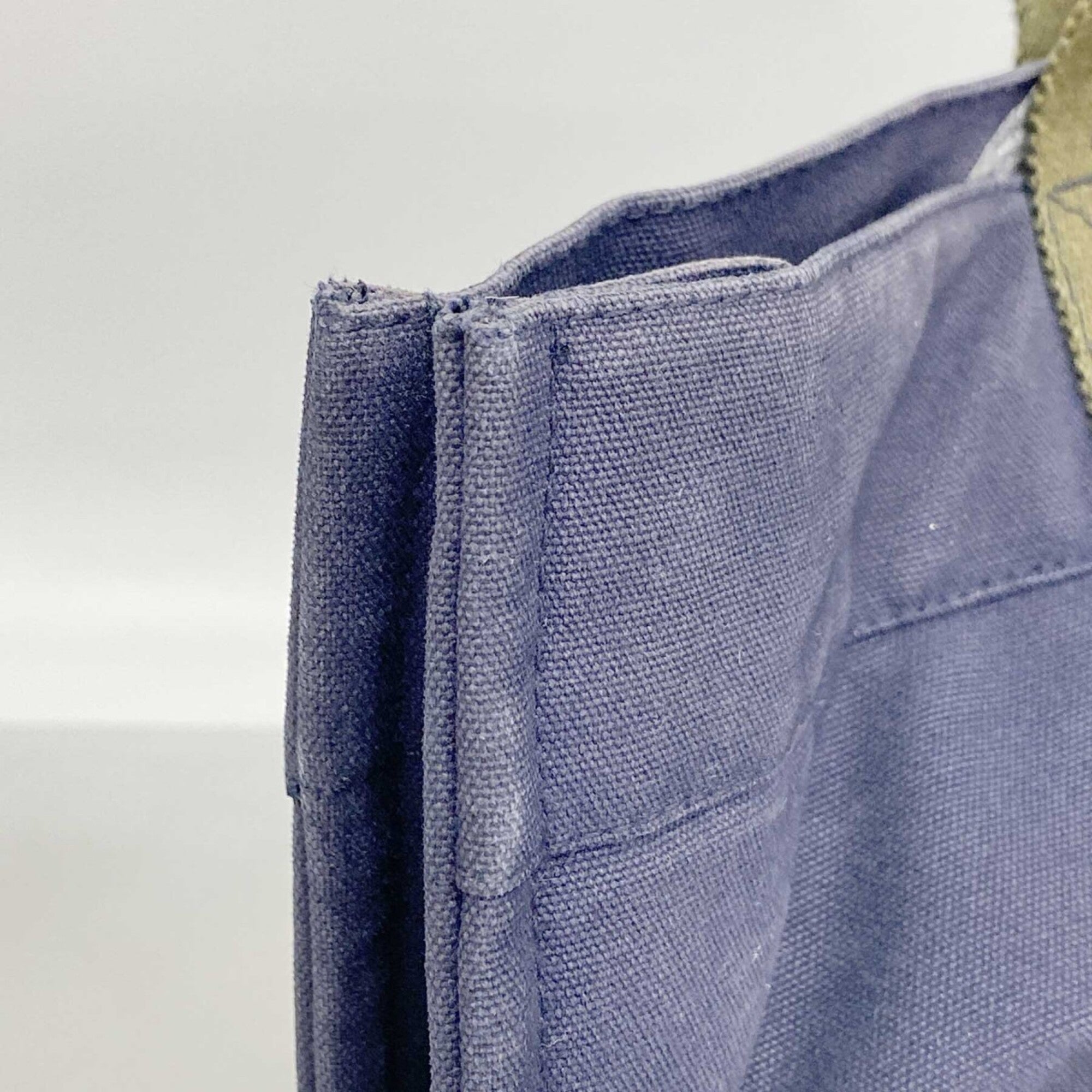 Hermes Khaki Navy Canvas Tote Bag (Pre-Owned)