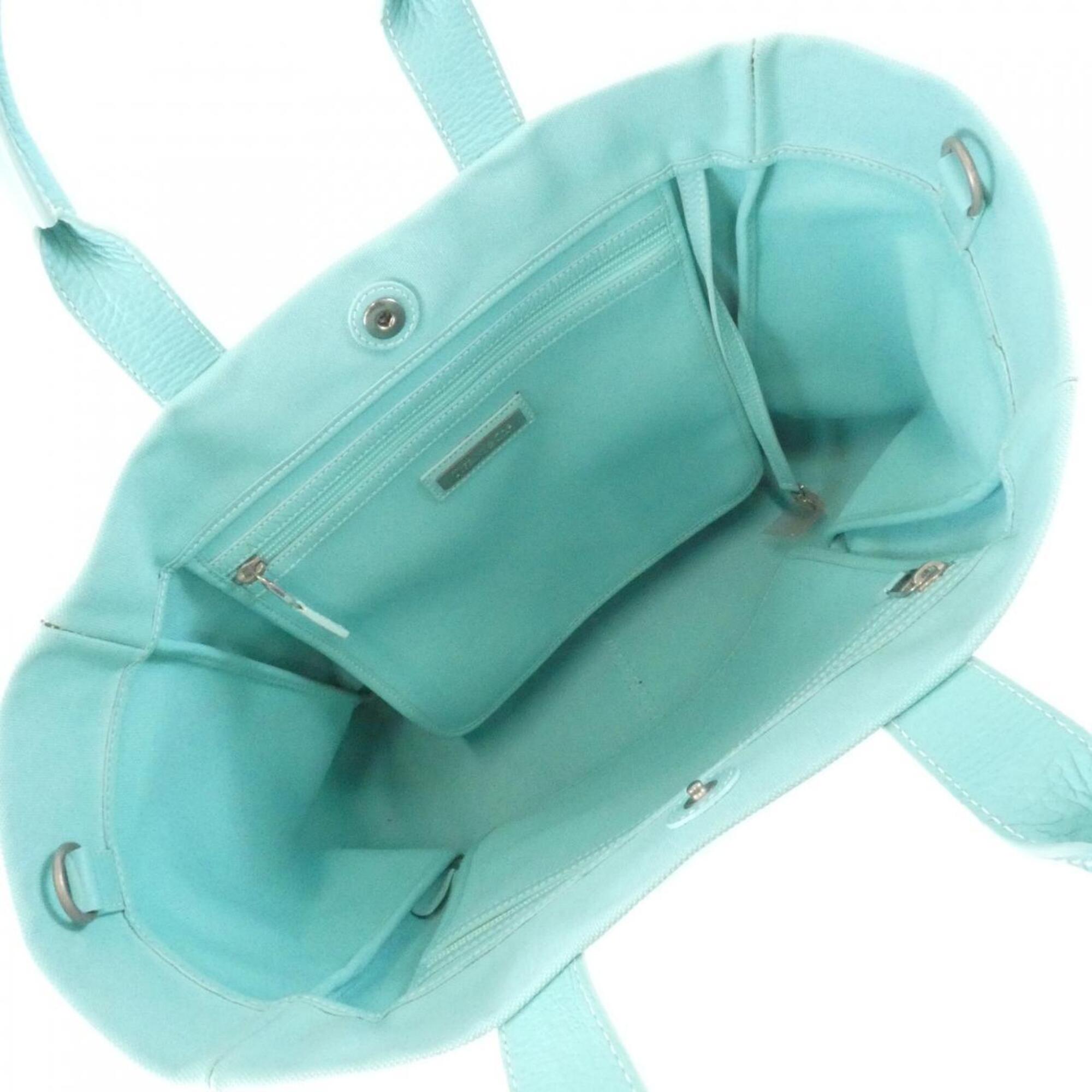 Tiffany Tiffany Blue Canvas Leather Handbag (Pre-Owned)