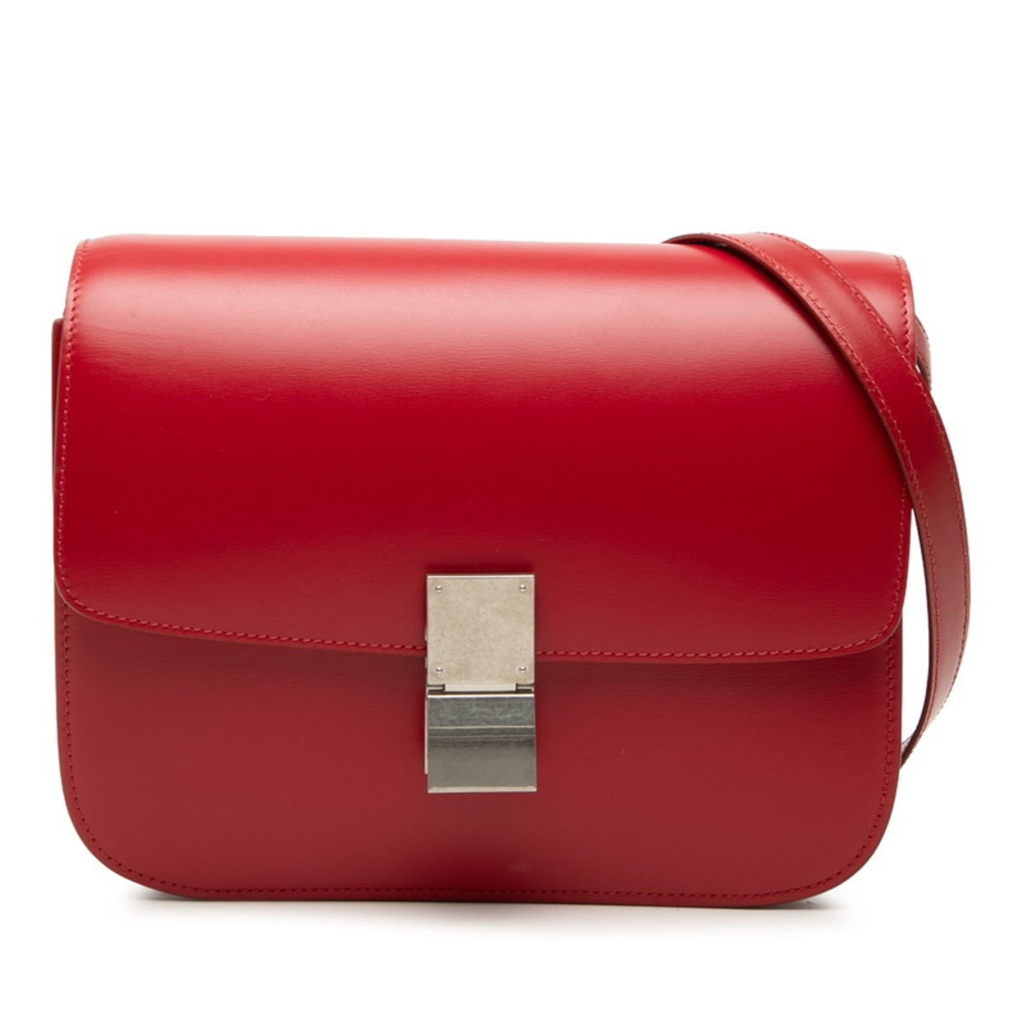 Celine Red Color Leather Shoulder Bag (Pre-Owned)