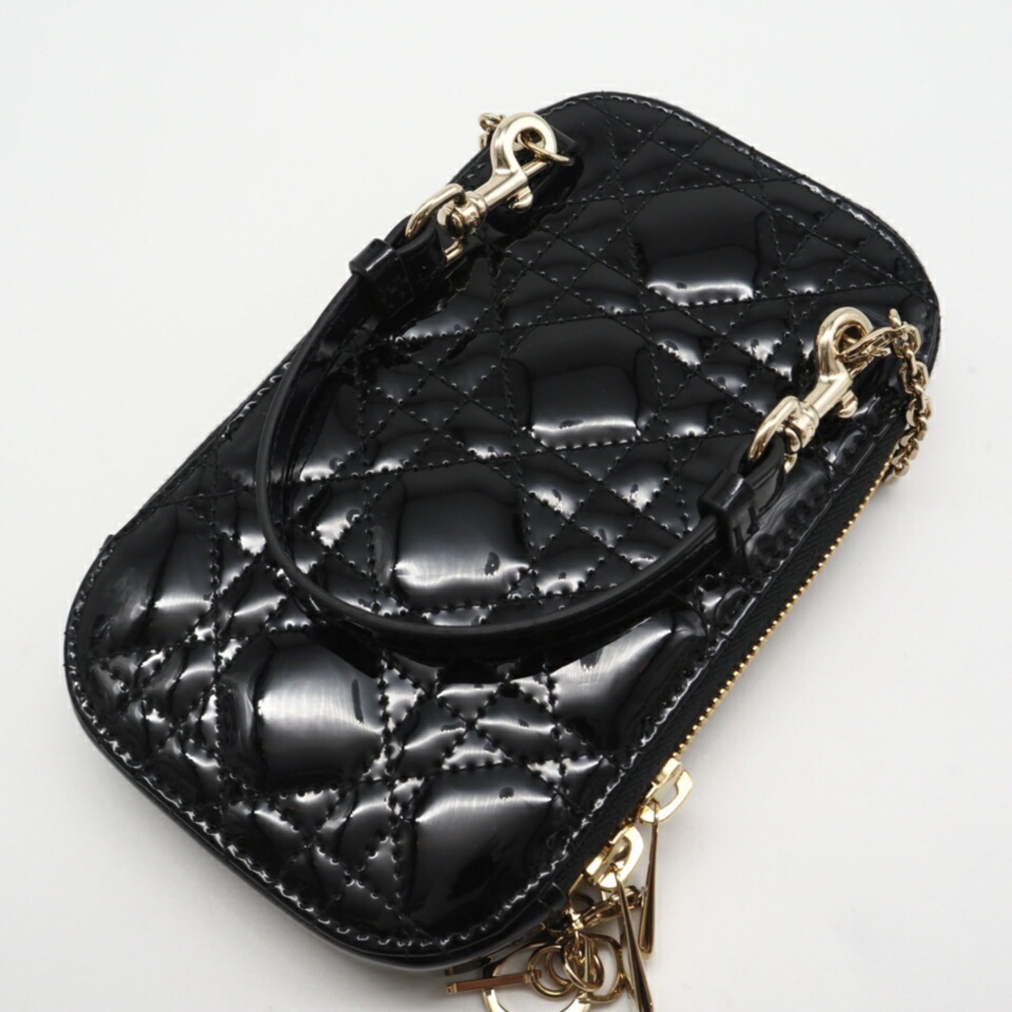 Christian Dior Lady Dior Black Leather Shoulder Bag (Pre-Owned)