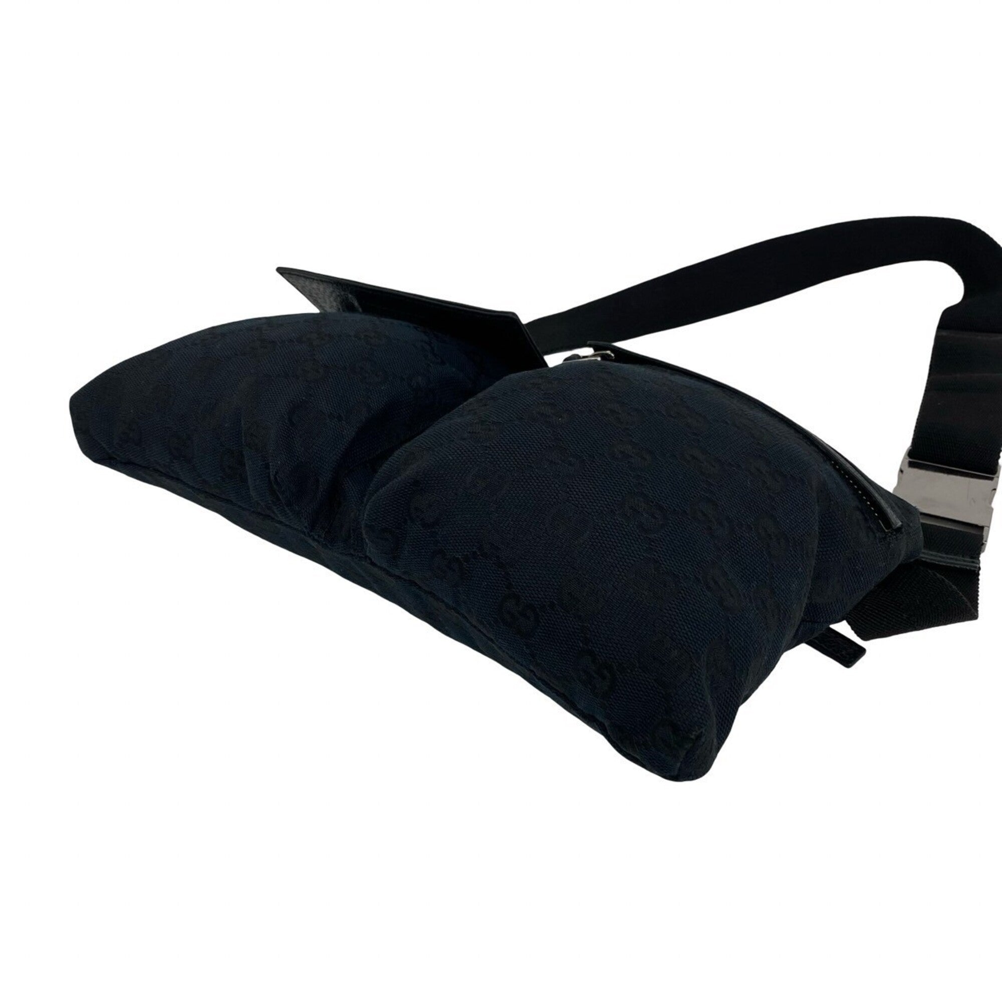 Gucci Black Canvas Leather Pouch Shoulder Bag Sling Bag (Pre-Owned)