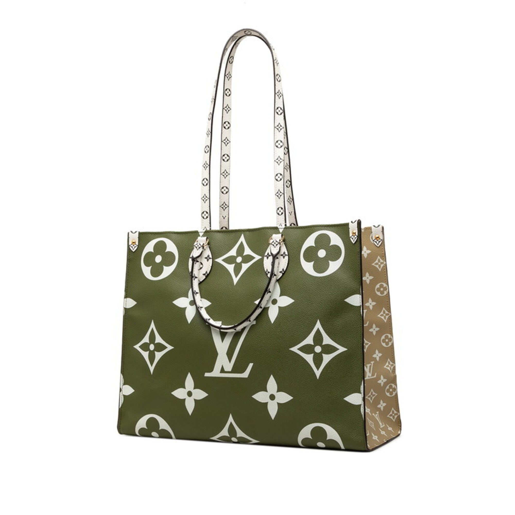 Louis Vuitton Monogram Beige Green White Pvc Leather Handbag Tote Bag (Pre-Owned)