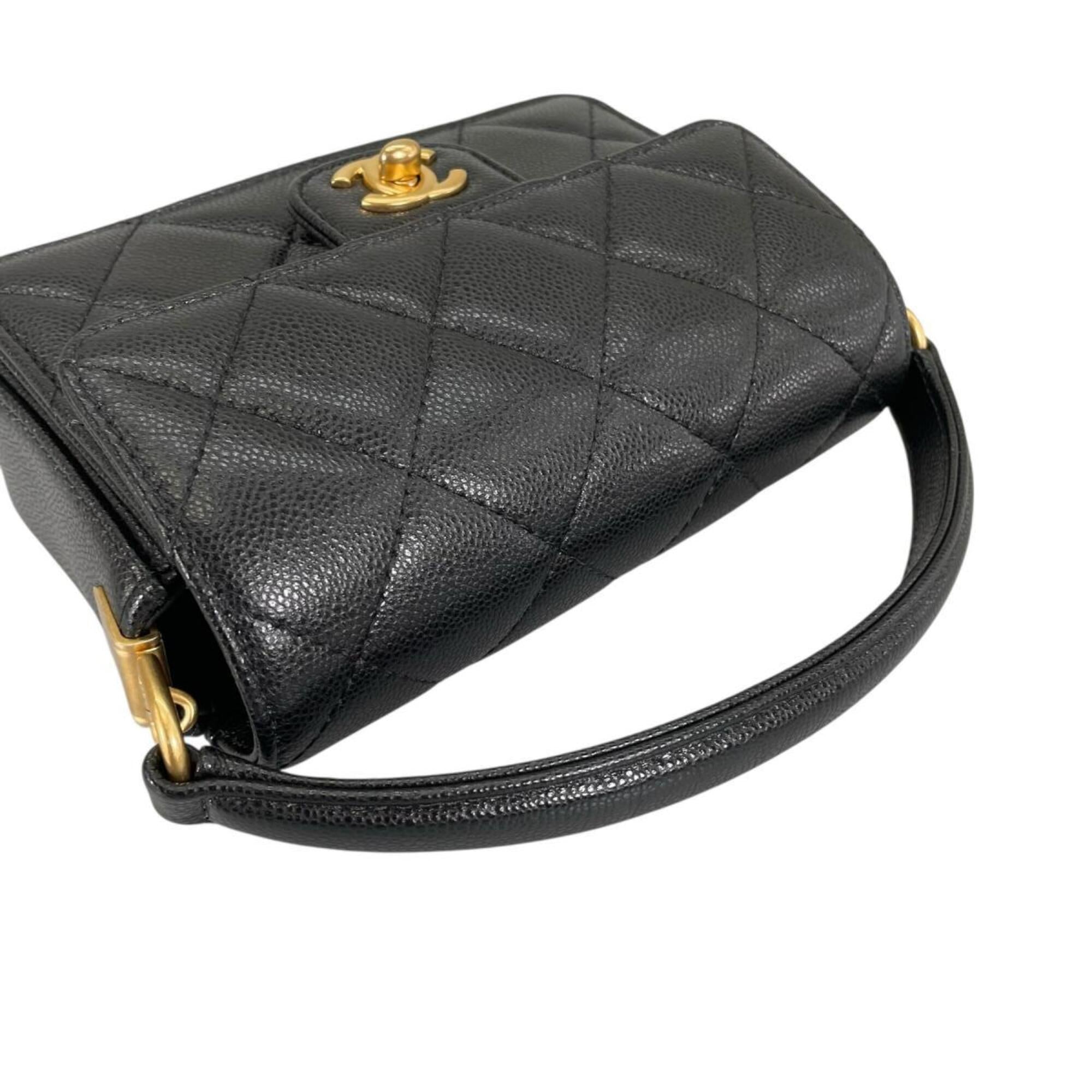 Chanel Matelasse Black Leather Handbag Shoulder Bag (Pre-Owned)
