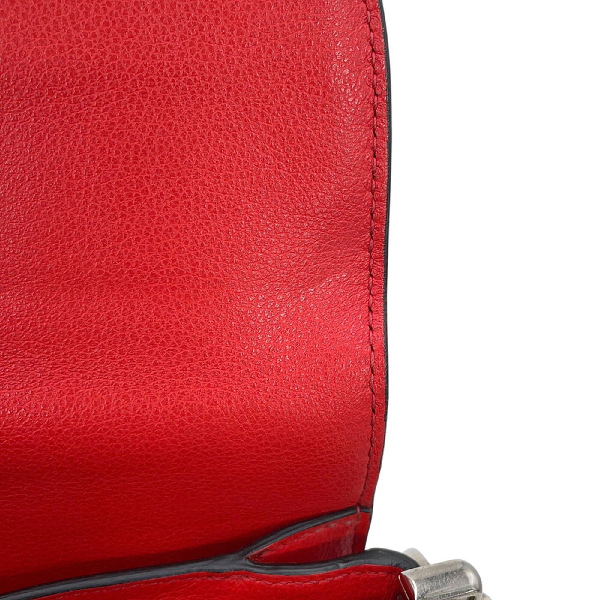 Prada Red Color Leather Shoulder Bag (Pre-Owned)